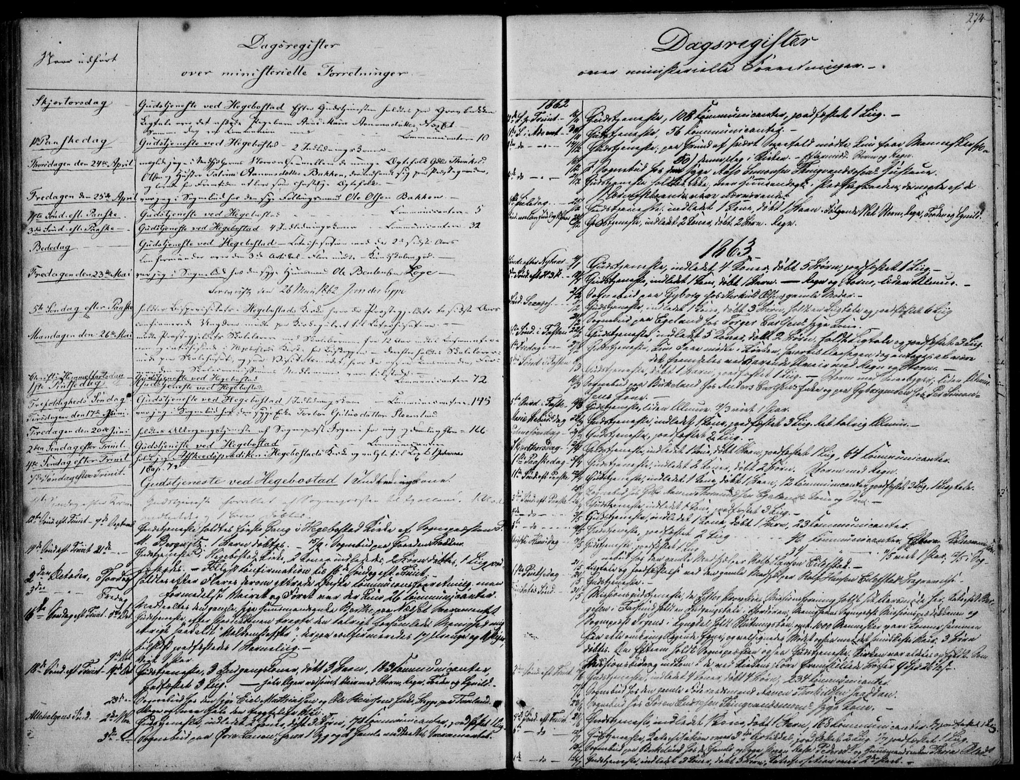 Hægebostad sokneprestkontor, SAK/1111-0024/F/Fa/Faa/L0004: Ministerialbok nr. A 4, 1834-1864, s. 274