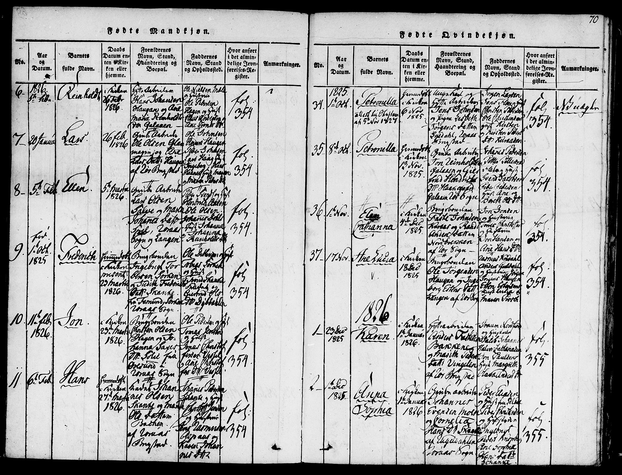 Ministerialprotokoller, klokkerbøker og fødselsregistre - Sør-Trøndelag, SAT/A-1456/681/L0929: Ministerialbok nr. 681A07, 1817-1828, s. 70