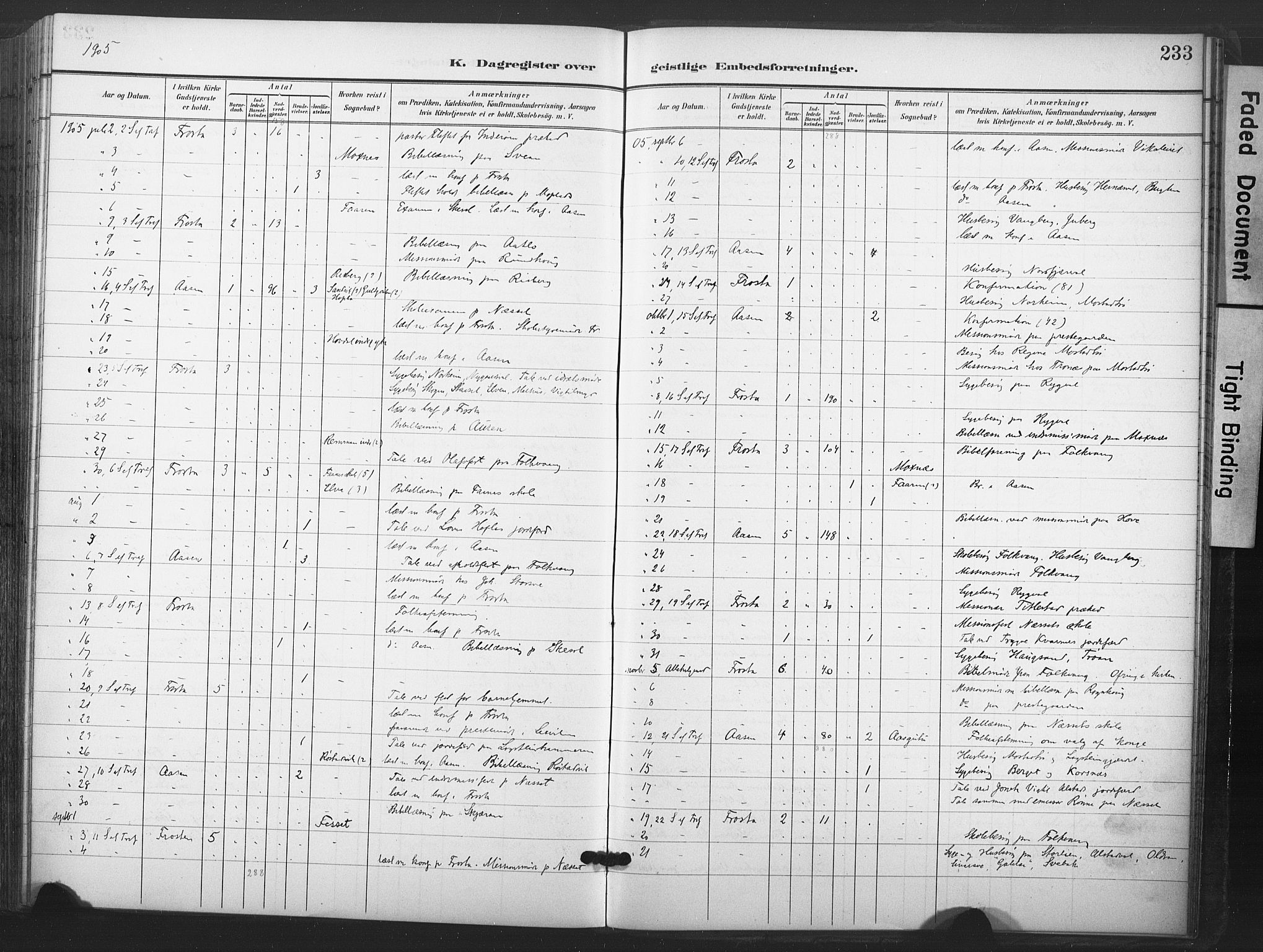 Ministerialprotokoller, klokkerbøker og fødselsregistre - Nord-Trøndelag, SAT/A-1458/713/L0122: Ministerialbok nr. 713A11, 1899-1910, s. 233