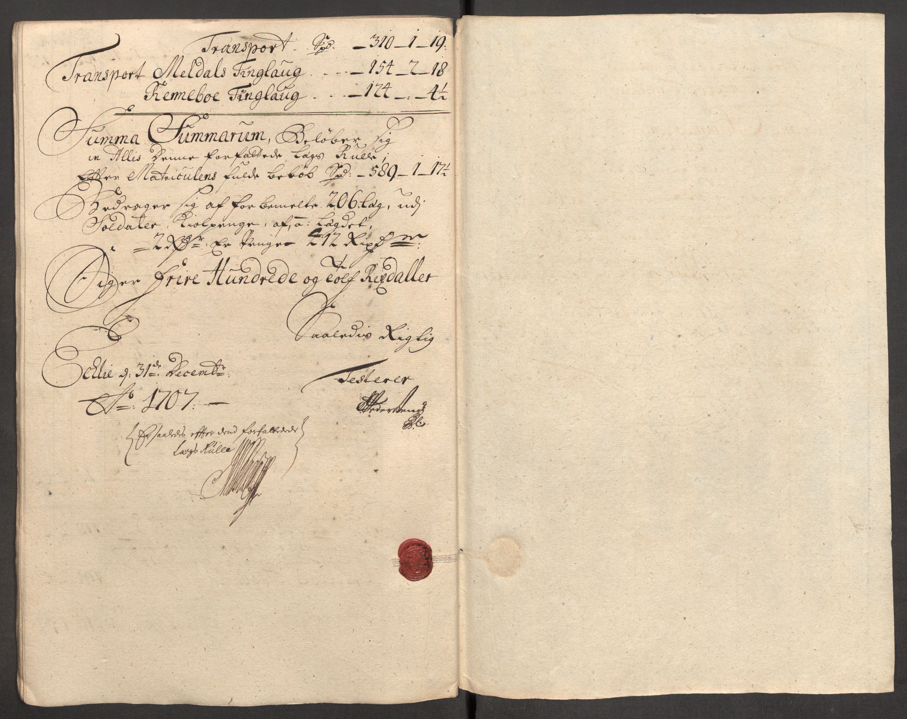 Rentekammeret inntil 1814, Reviderte regnskaper, Fogderegnskap, AV/RA-EA-4092/R60/L3957: Fogderegnskap Orkdal og Gauldal, 1707, s. 181