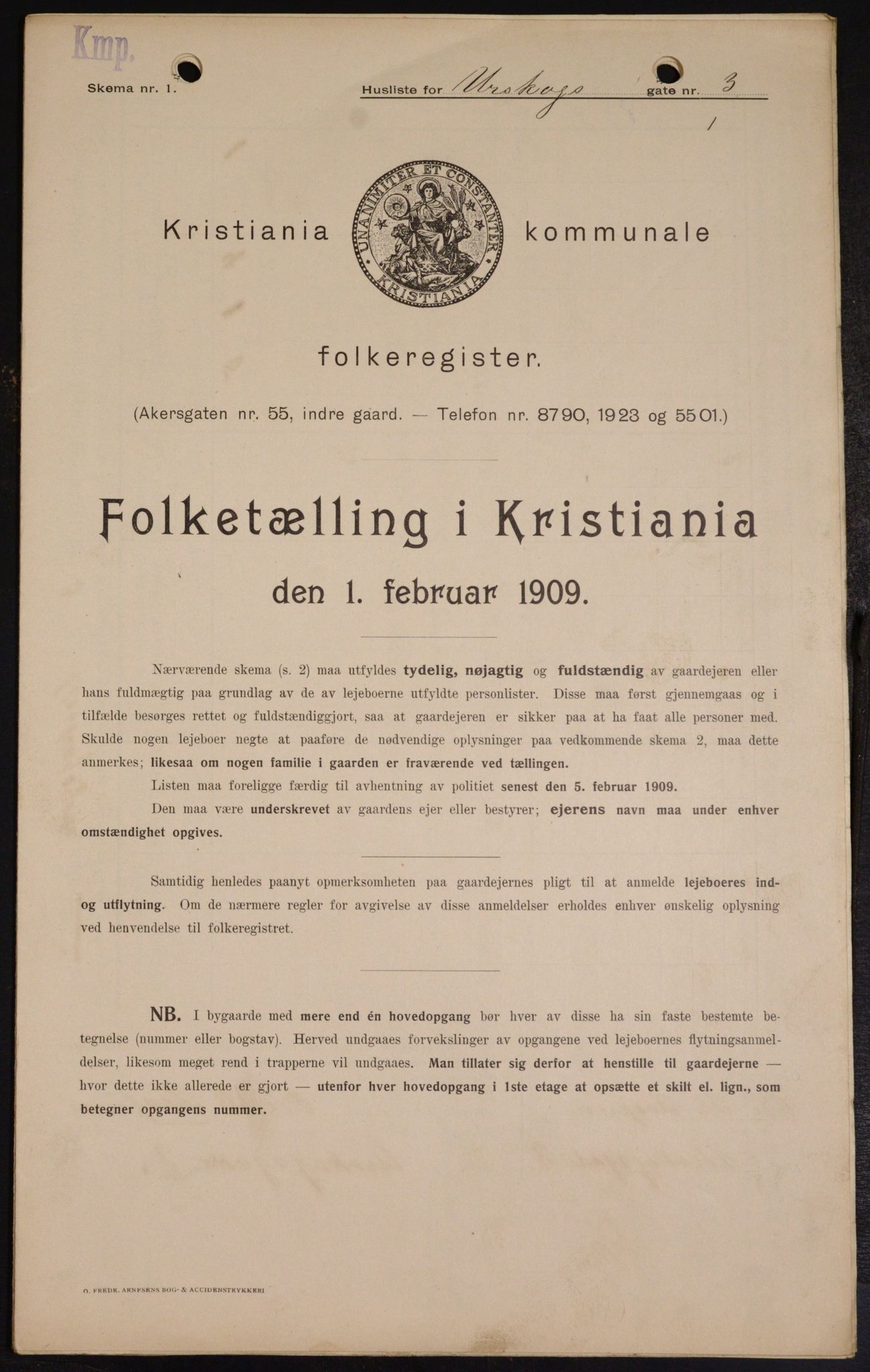 OBA, Kommunal folketelling 1.2.1909 for Kristiania kjøpstad, 1909, s. 2380