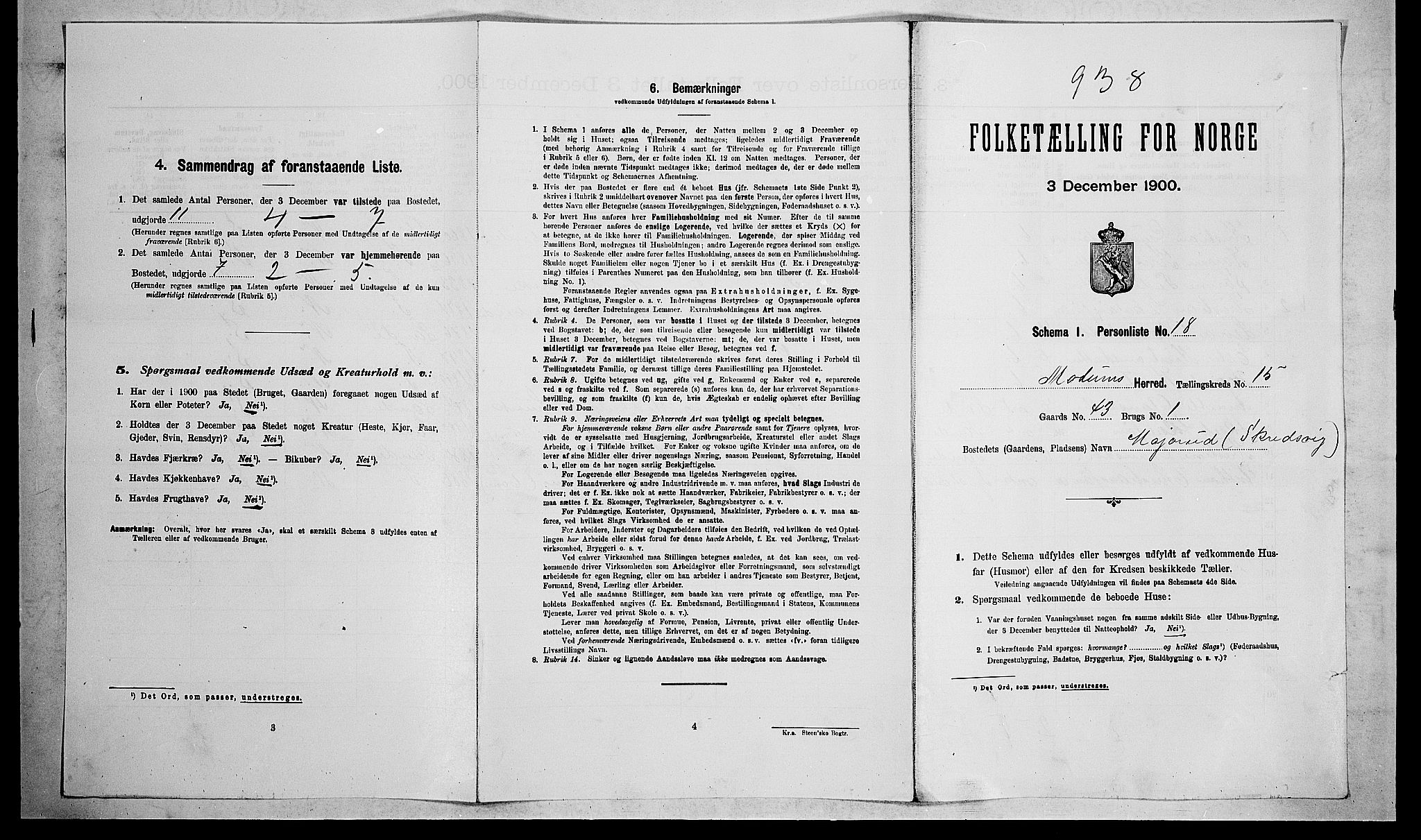 RA, Folketelling 1900 for 0623 Modum herred, 1900, s. 1915
