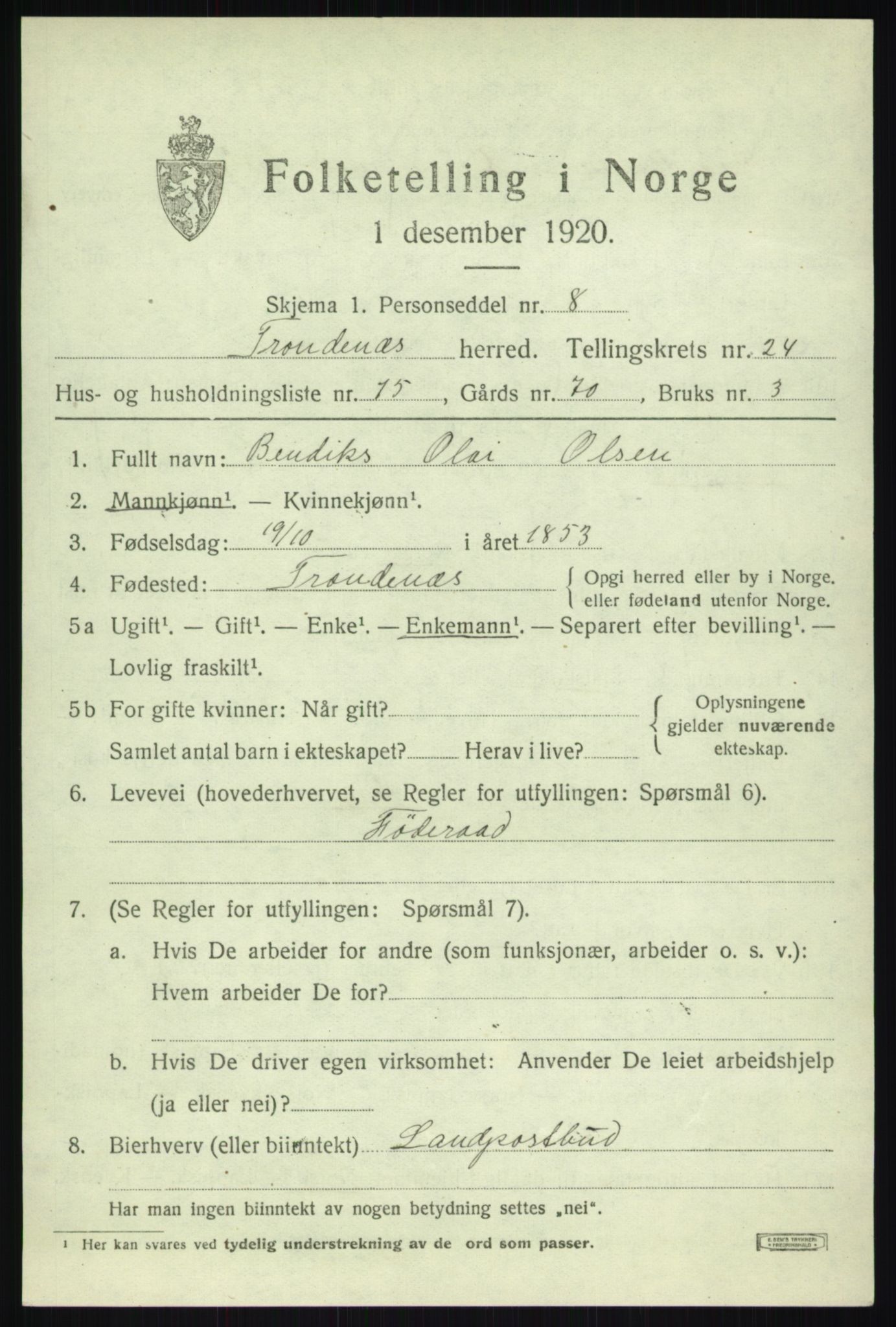 SATØ, Folketelling 1920 for 1914 Trondenes herred, 1920, s. 18140