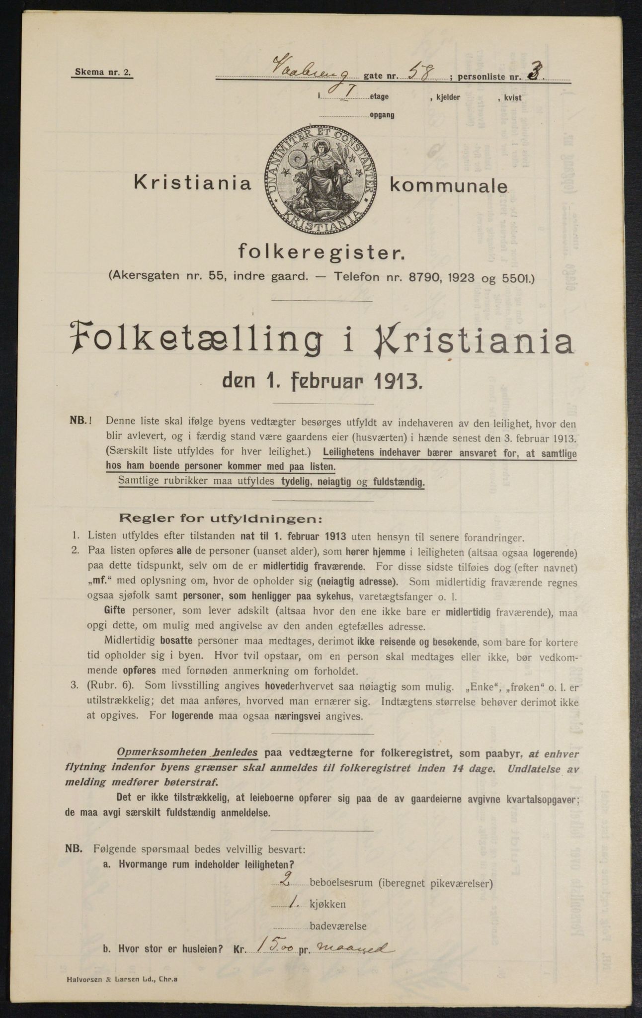 OBA, Kommunal folketelling 1.2.1913 for Kristiania, 1913, s. 126099