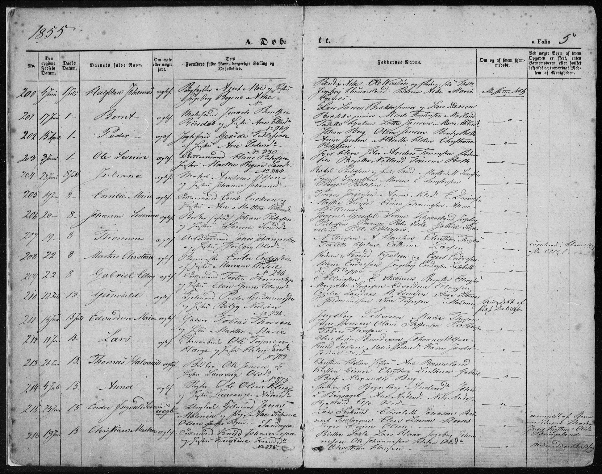 Domkirken sokneprestkontor, AV/SAST-A-101812/001/30/30BA/L0017: Ministerialbok nr. A 16, 1855-1867, s. 5