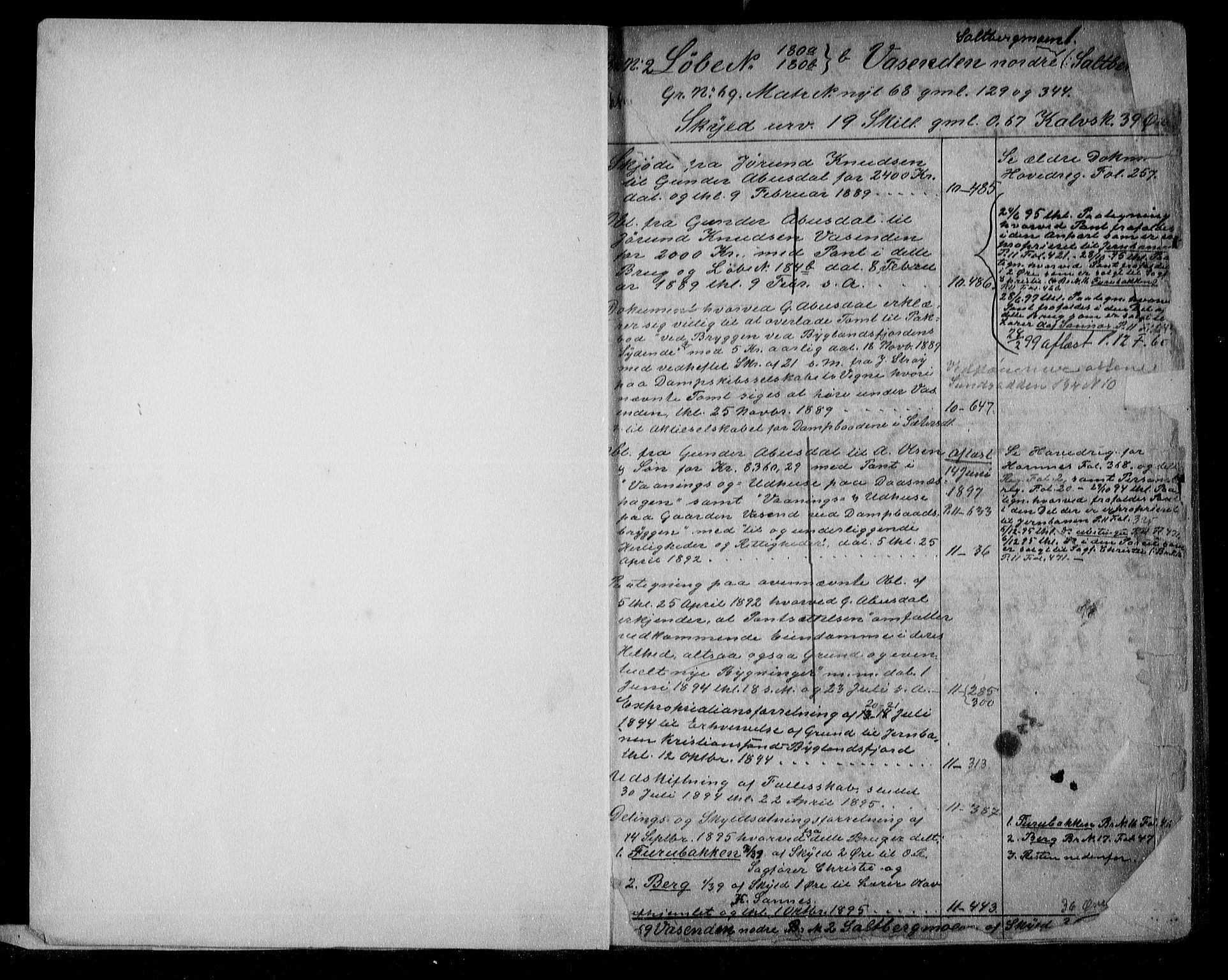 Setesdal sorenskriveri, AV/SAK-1221-0011/G/Ga/L0022: Panteregister nr. 22, 1888-1908, s. 1