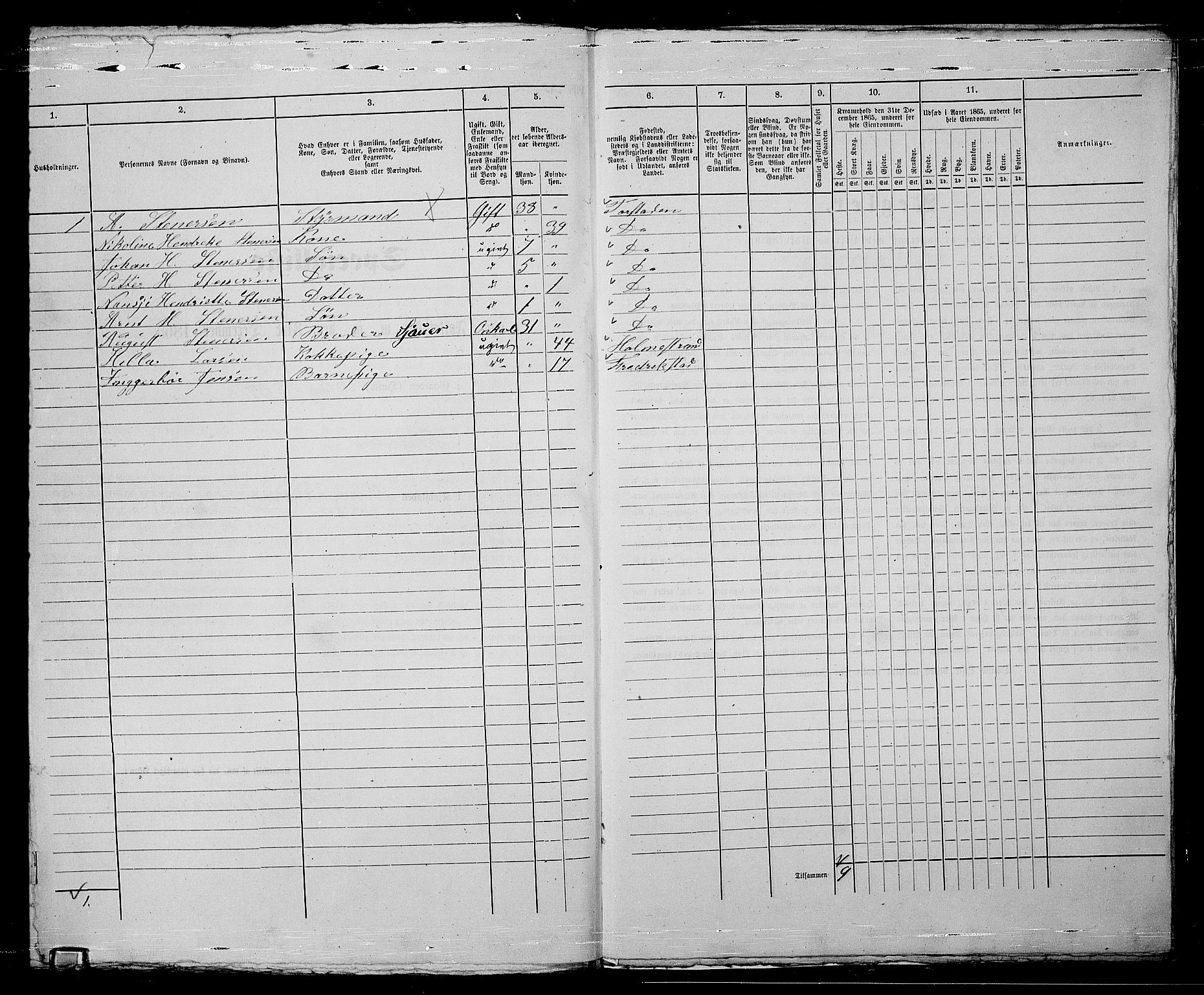 RA, Folketelling 1865 for 0103B Fredrikstad prestegjeld, Fredrikstad kjøpstad, 1865, s. 417