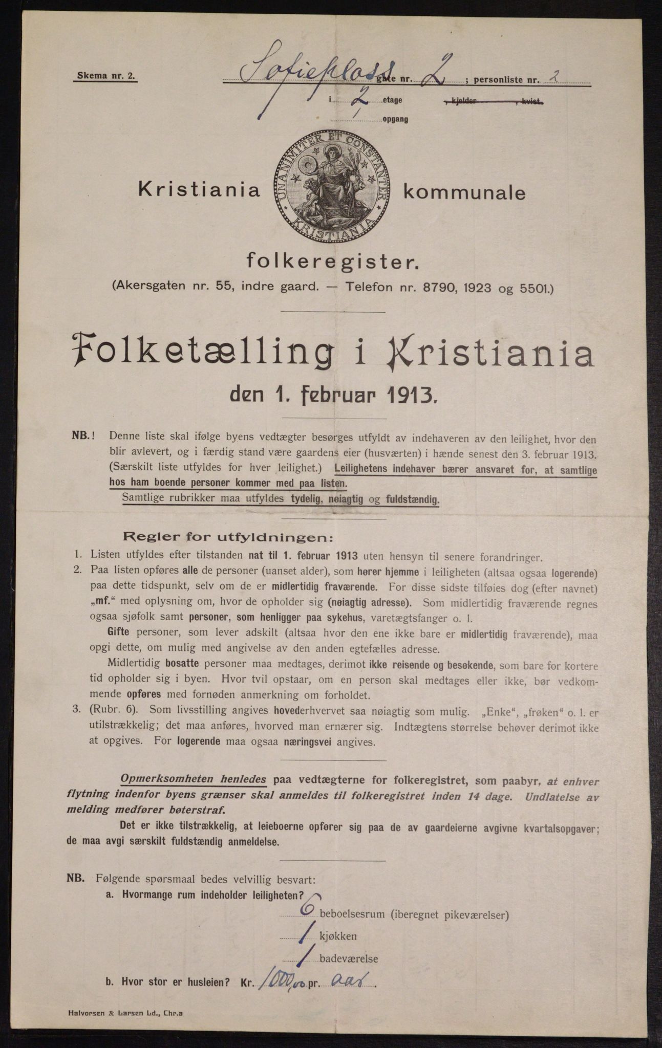 OBA, Kommunal folketelling 1.2.1913 for Kristiania, 1913, s. 99405