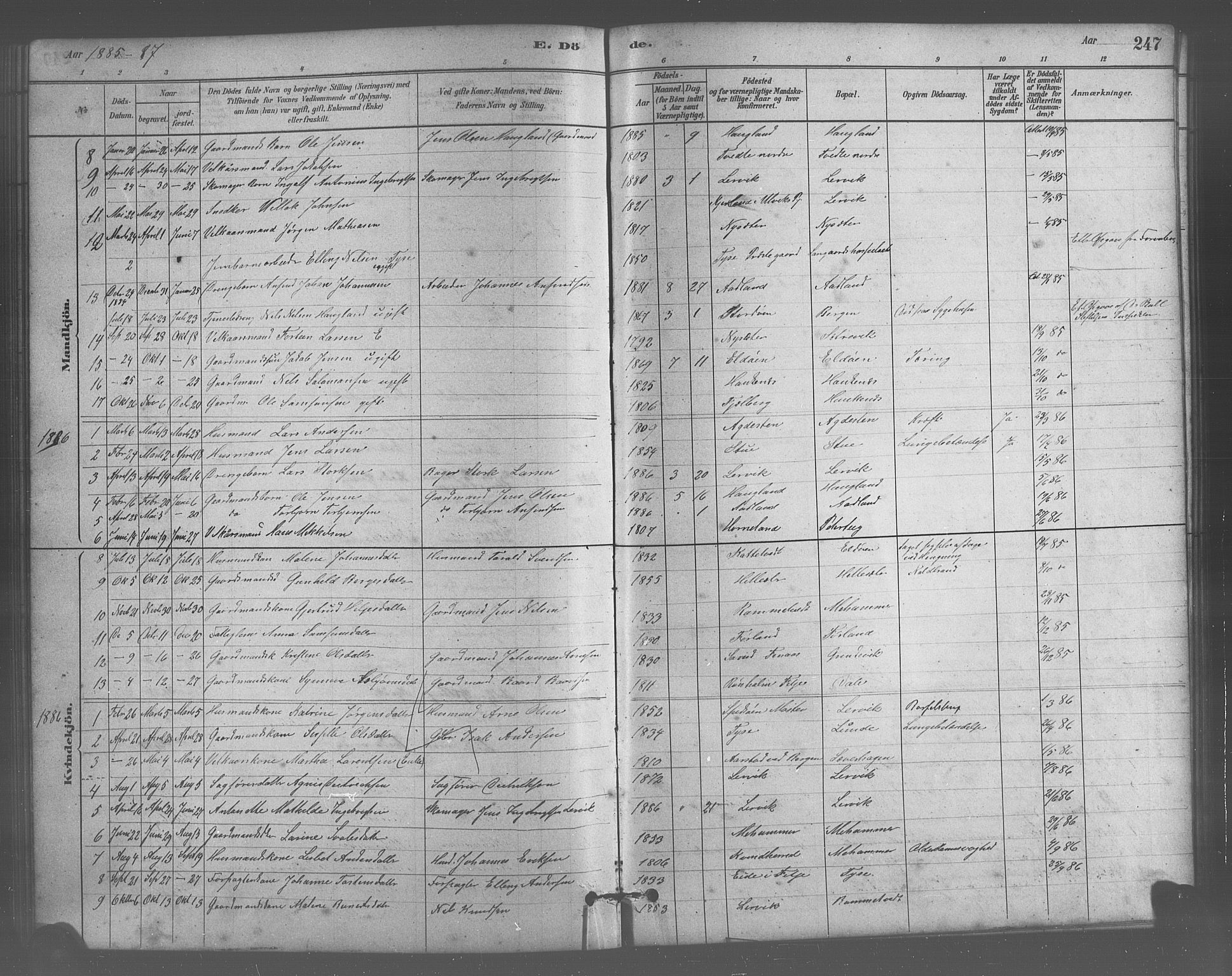 Stord sokneprestembete, AV/SAB-A-78201/H/Hab: Klokkerbok nr. A 2, 1879-1909, s. 247