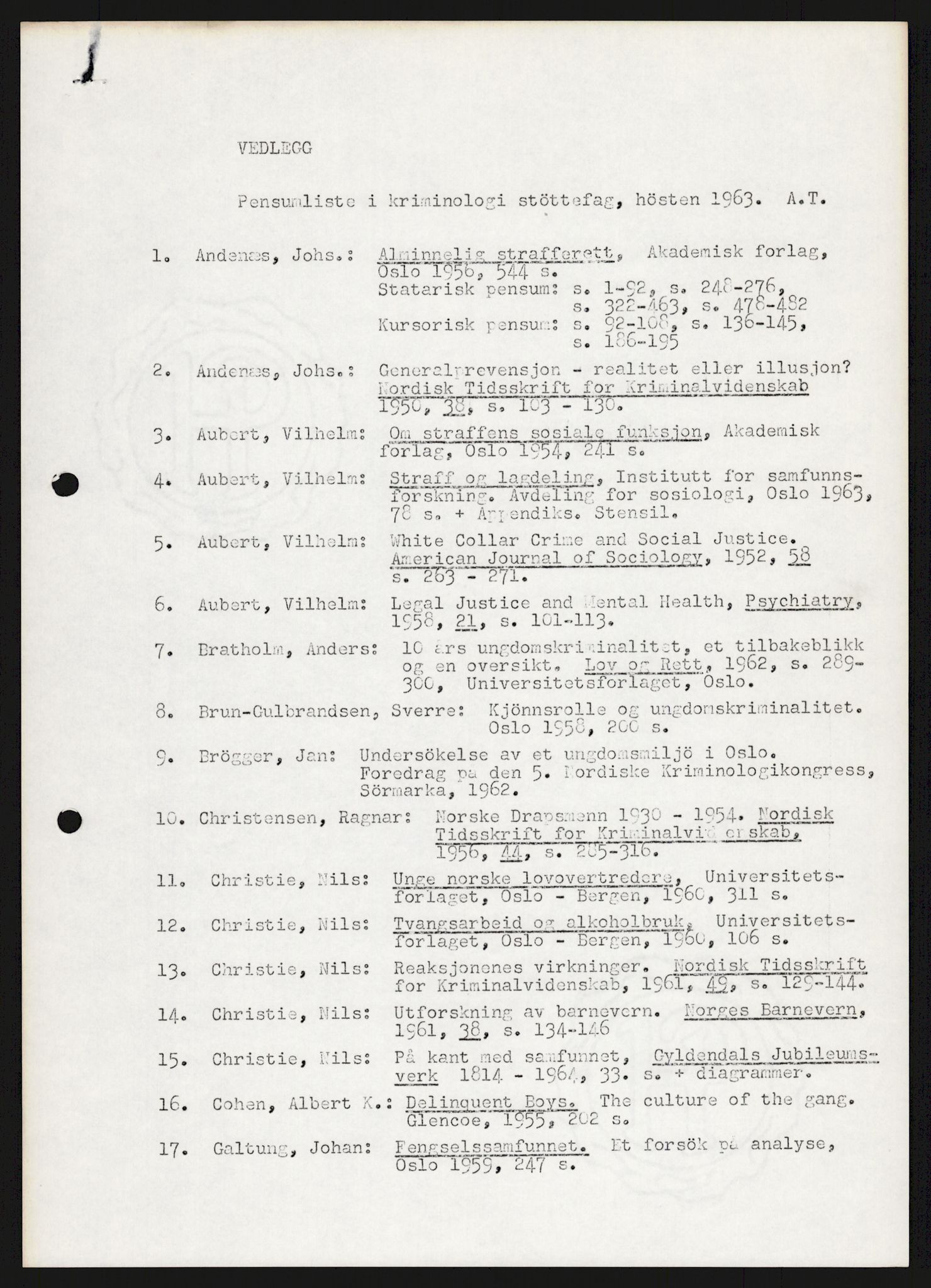 Justisdepartementet, Nordisk samarbeidsråd for kriminologi, AV/RA-S-1164/D/Da/L0001: A Rådets virksomhet, 1961-1974, s. 1202