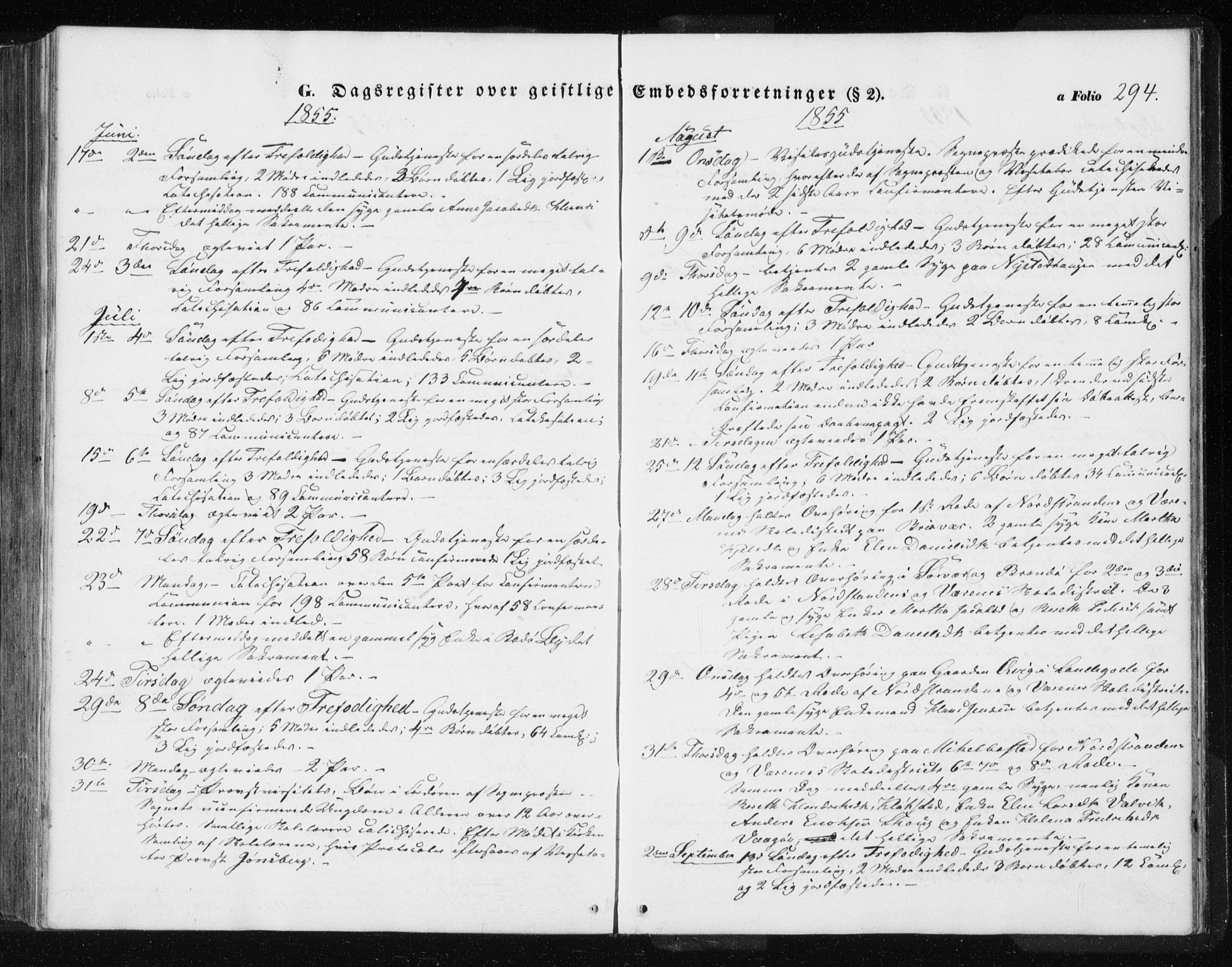 Ministerialprotokoller, klokkerbøker og fødselsregistre - Nordland, SAT/A-1459/801/L0028: Klokkerbok nr. 801C03, 1855-1867, s. 294
