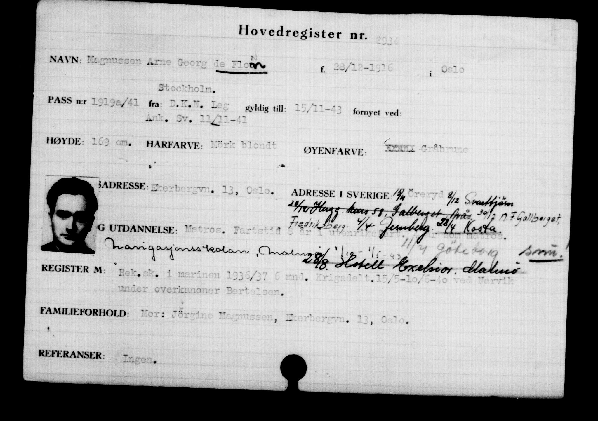 Utenriksstasjonene, Legasjonen i Stockholm, Flyktningkontoret, AV/RA-S-6753/V/Va/L0003: Kjesäterkartoteket, flyktninger med registreringsnr. 2001-3495, 1940-1945, s. 1342