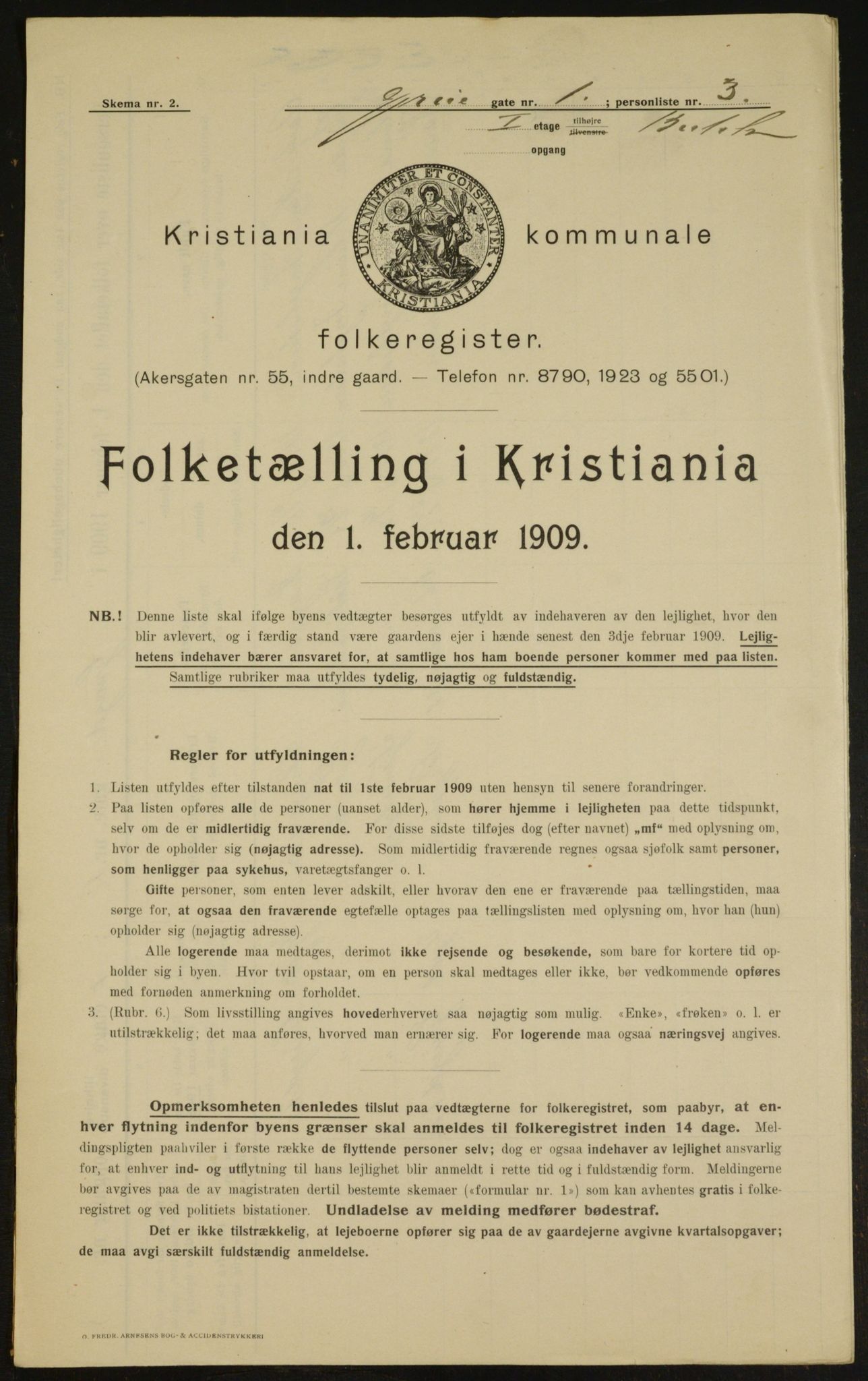 OBA, Kommunal folketelling 1.2.1909 for Kristiania kjøpstad, 1909, s. 27476