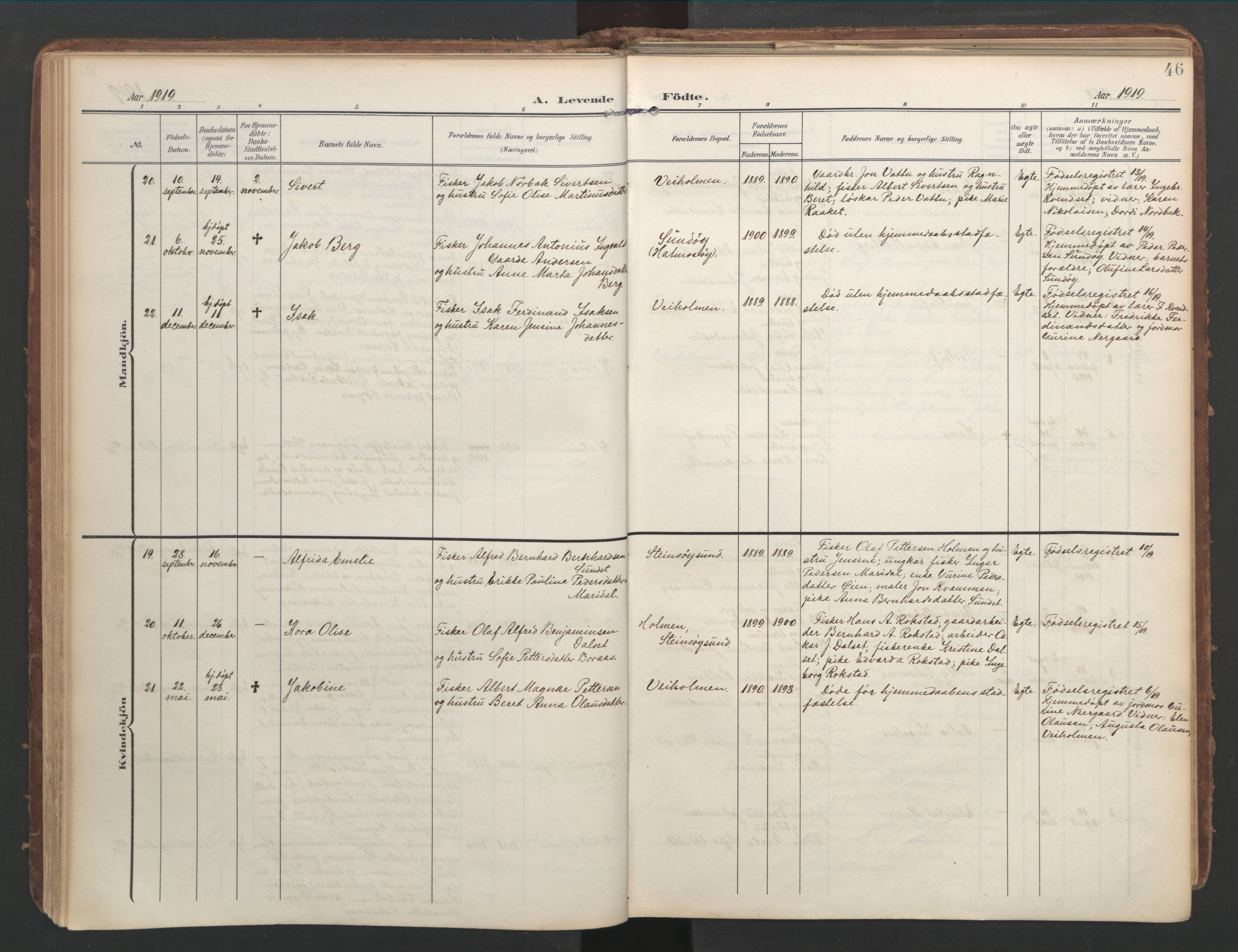 Ministerialprotokoller, klokkerbøker og fødselsregistre - Møre og Romsdal, AV/SAT-A-1454/583/L0955: Ministerialbok nr. 583A02, 1907-1926, s. 46