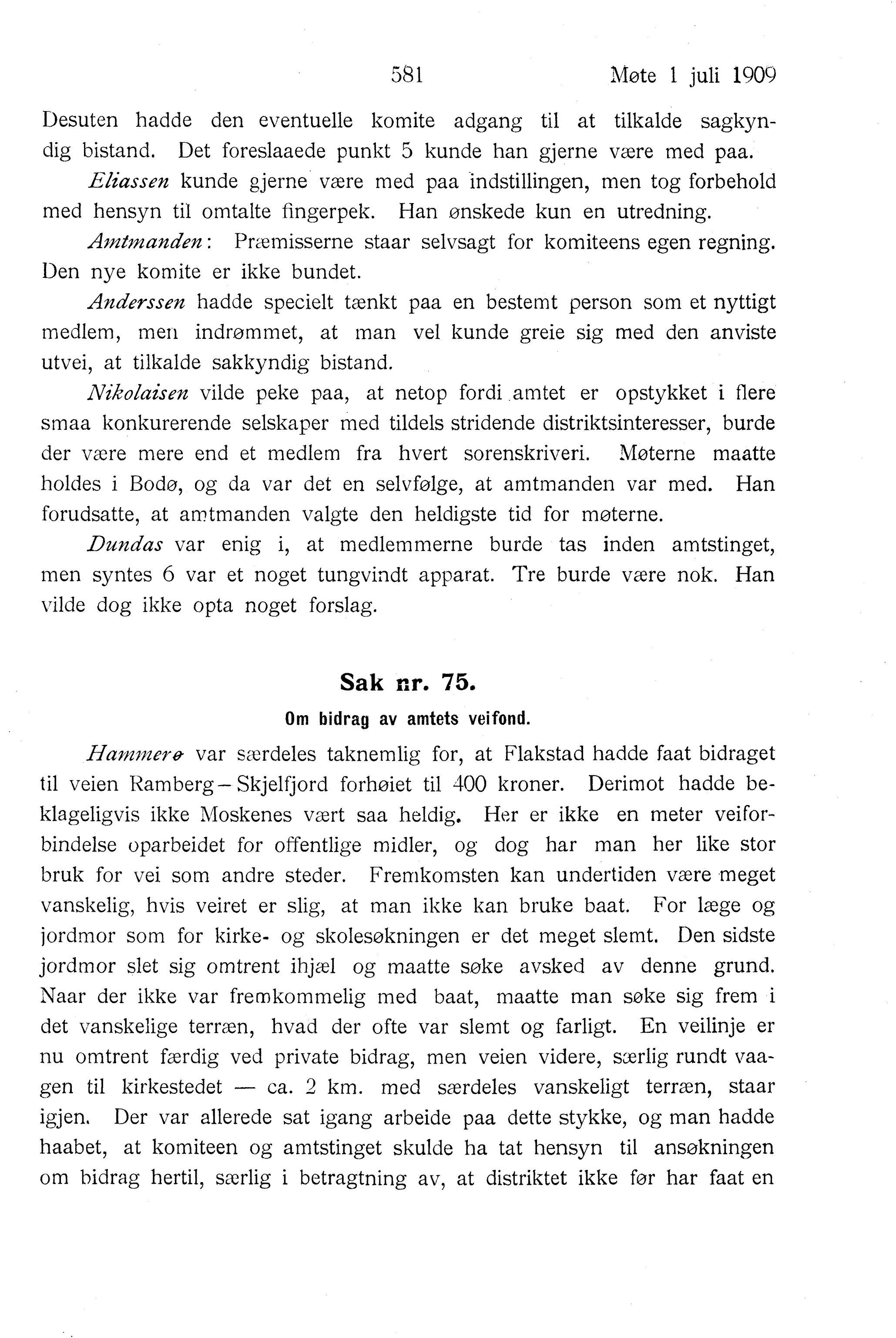 Nordland Fylkeskommune. Fylkestinget, AIN/NFK-17/176/A/Ac/L0032: Fylkestingsforhandlinger 1909, 1909