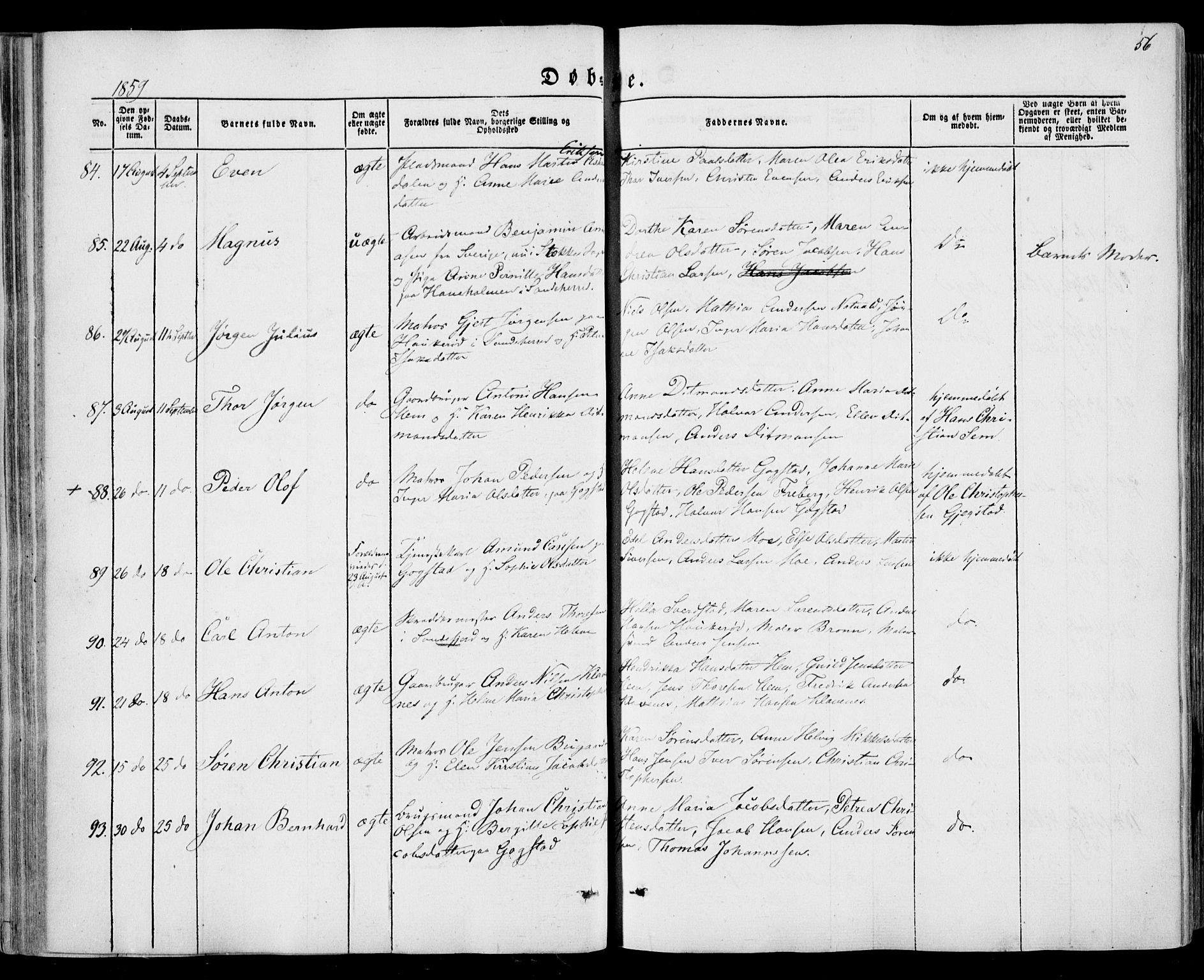 Sandar kirkebøker, AV/SAKO-A-243/F/Fa/L0007: Ministerialbok nr. 7, 1855-1861, s. 56