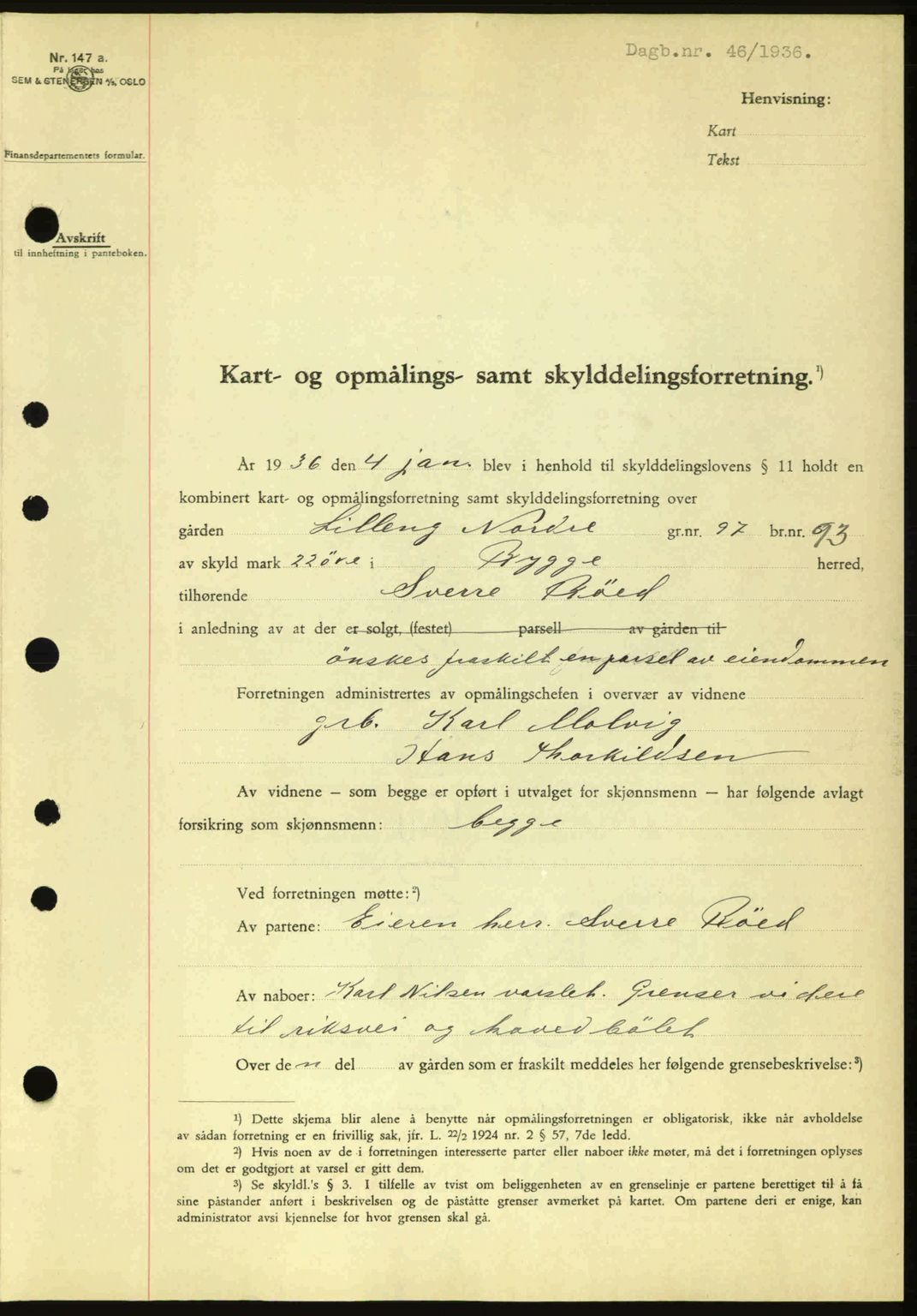 Moss sorenskriveri, SAO/A-10168: Pantebok nr. A1, 1936-1936, Dagboknr: 46/1936
