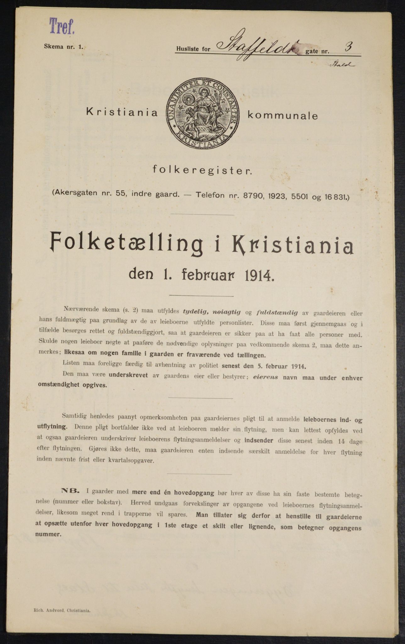 OBA, Kommunal folketelling 1.2.1914 for Kristiania, 1914, s. 100556