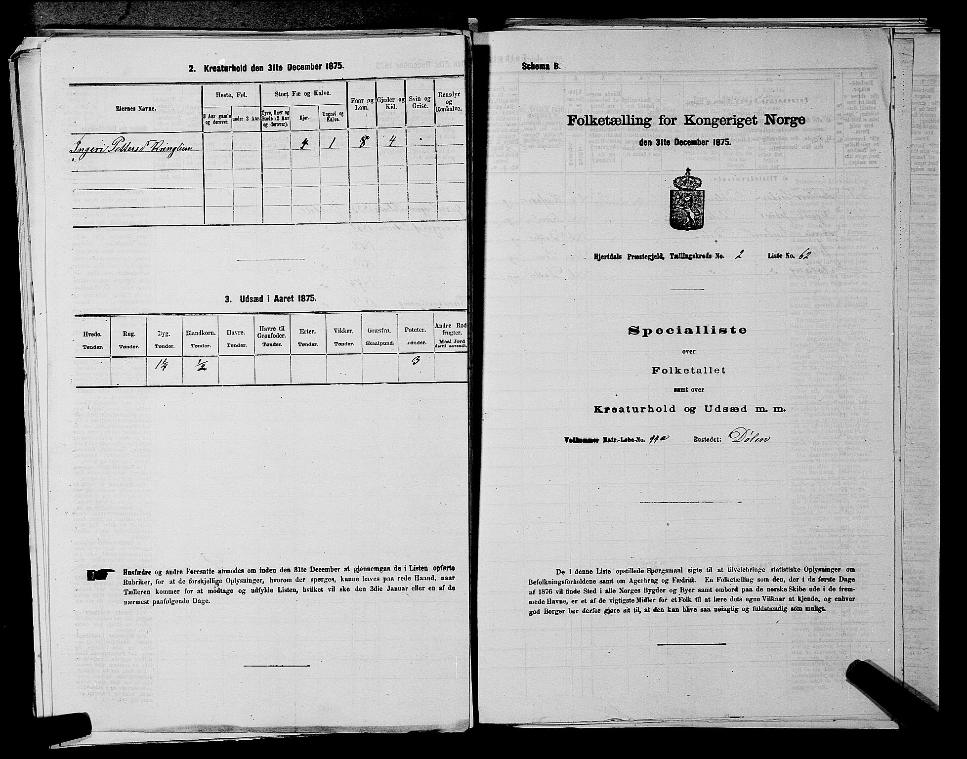 SAKO, Folketelling 1875 for 0827P Hjartdal prestegjeld, 1875, s. 331