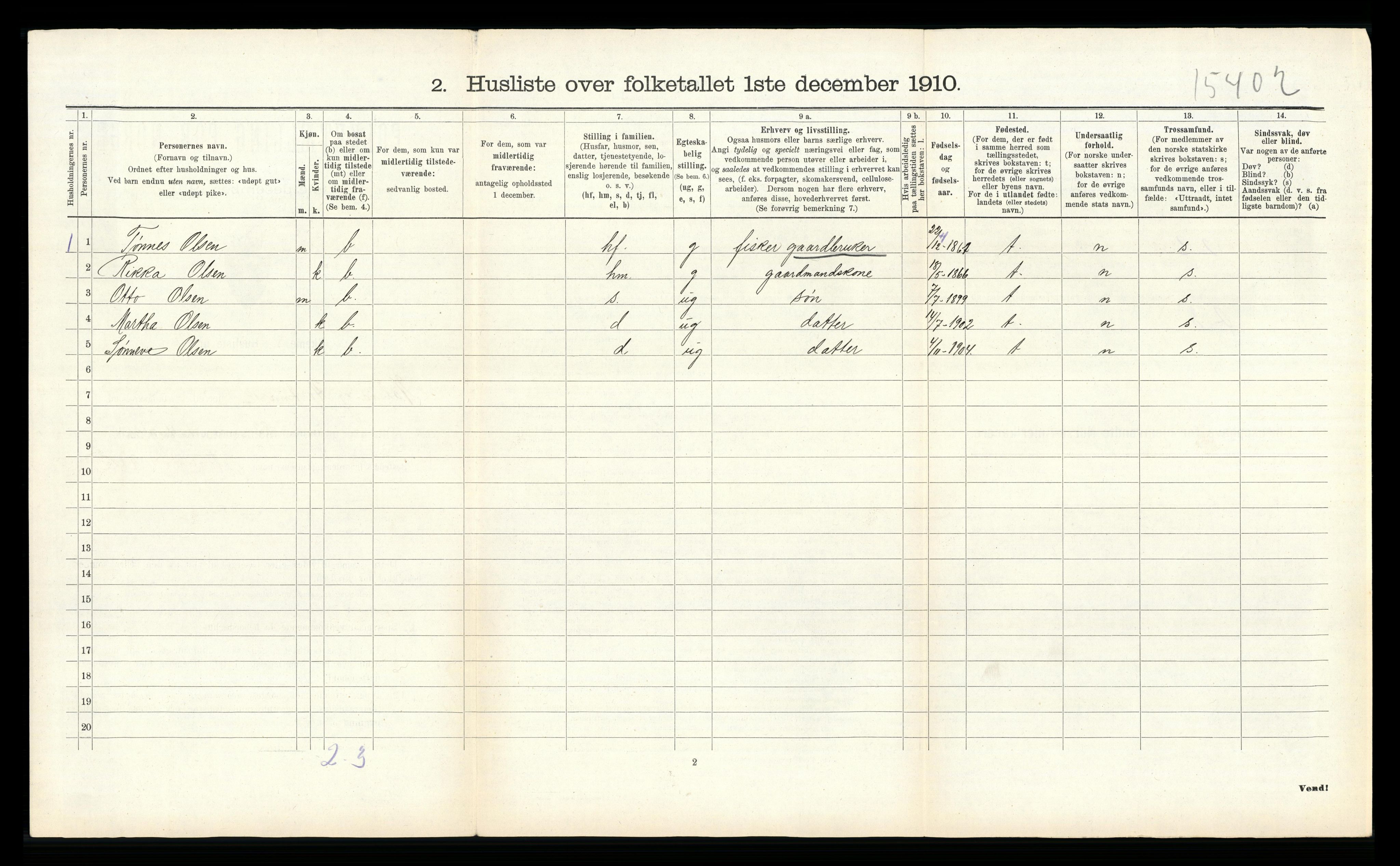 RA, Folketelling 1910 for 1019 Halse og Harkmark herred, 1910, s. 109