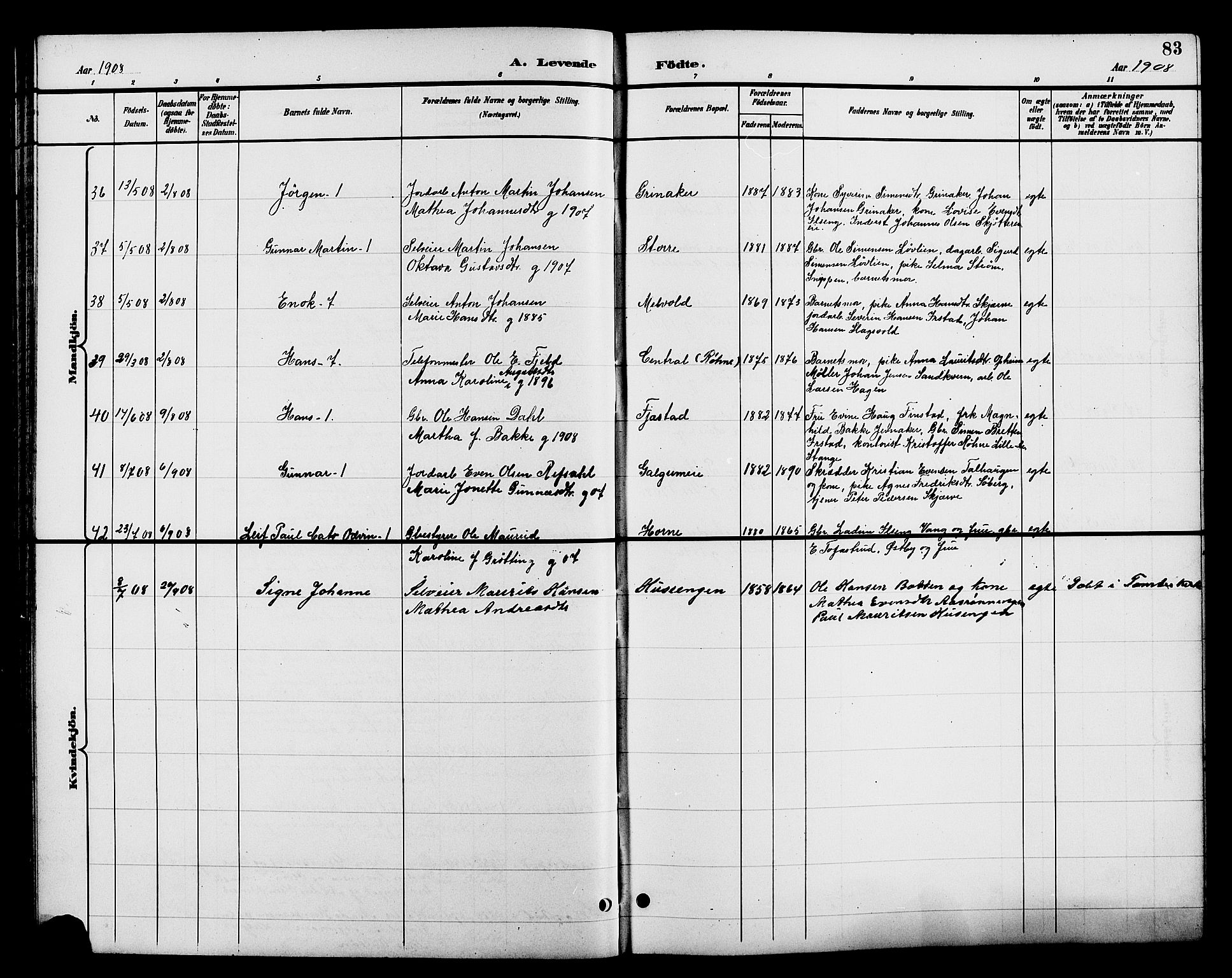 Romedal prestekontor, AV/SAH-PREST-004/L/L0012: Klokkerbok nr. 12, 1896-1914, s. 83