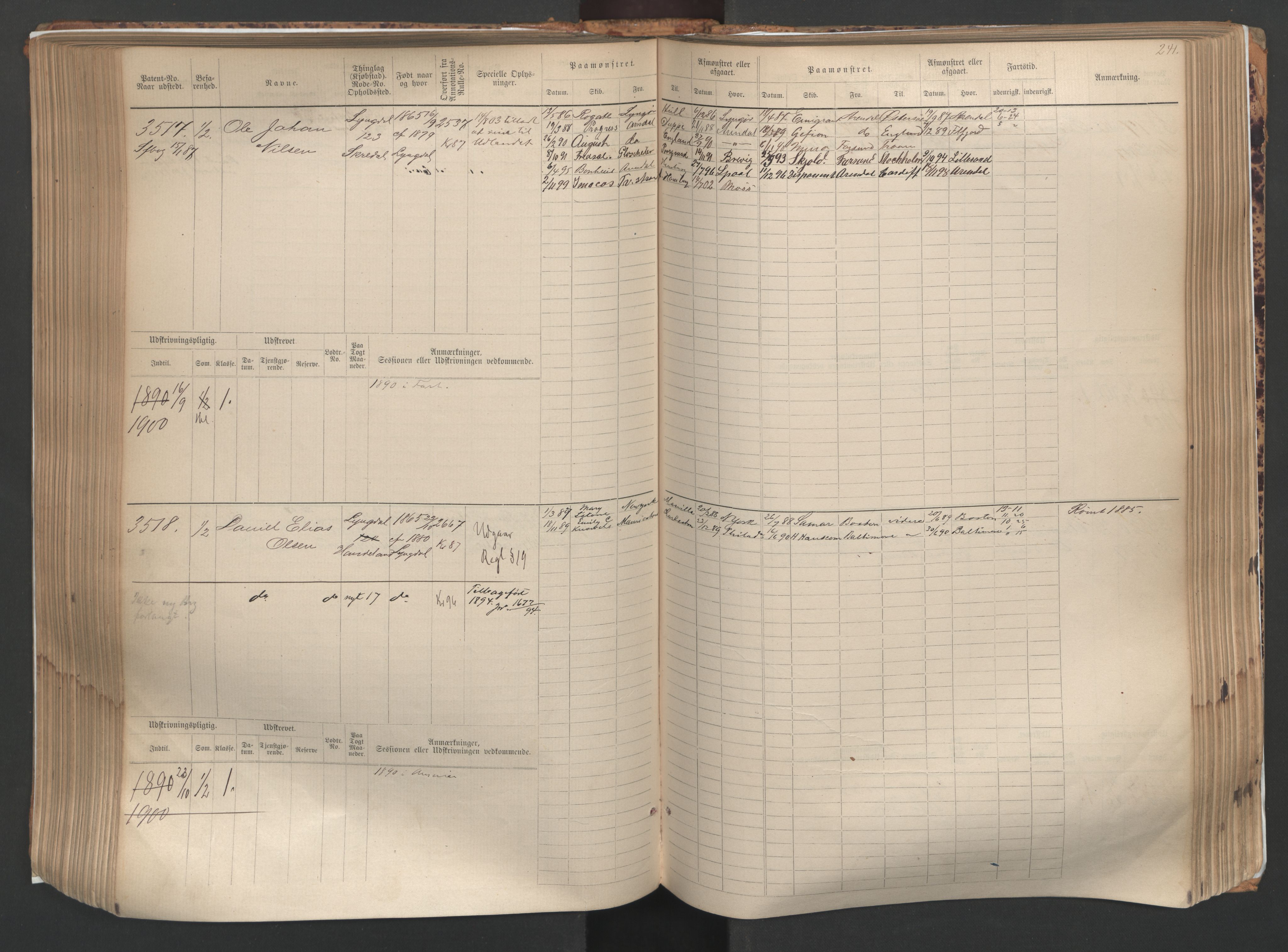 Farsund mønstringskrets, AV/SAK-2031-0017/F/Fb/L0005: Hovedrulle nr 3041-3804, M-8, 1883-1930, s. 244