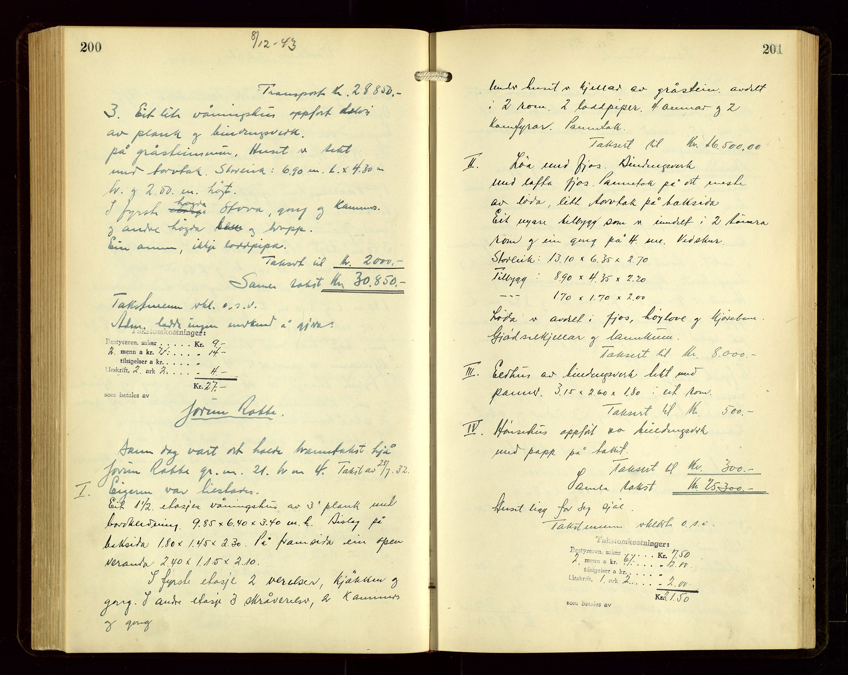 Sauda lensmannskontor, AV/SAST-A-100177/Goa/L0004: "Brandtakstprotokoll for Sauda lensmannsdistrikt", 1934-1946, s. 200-201