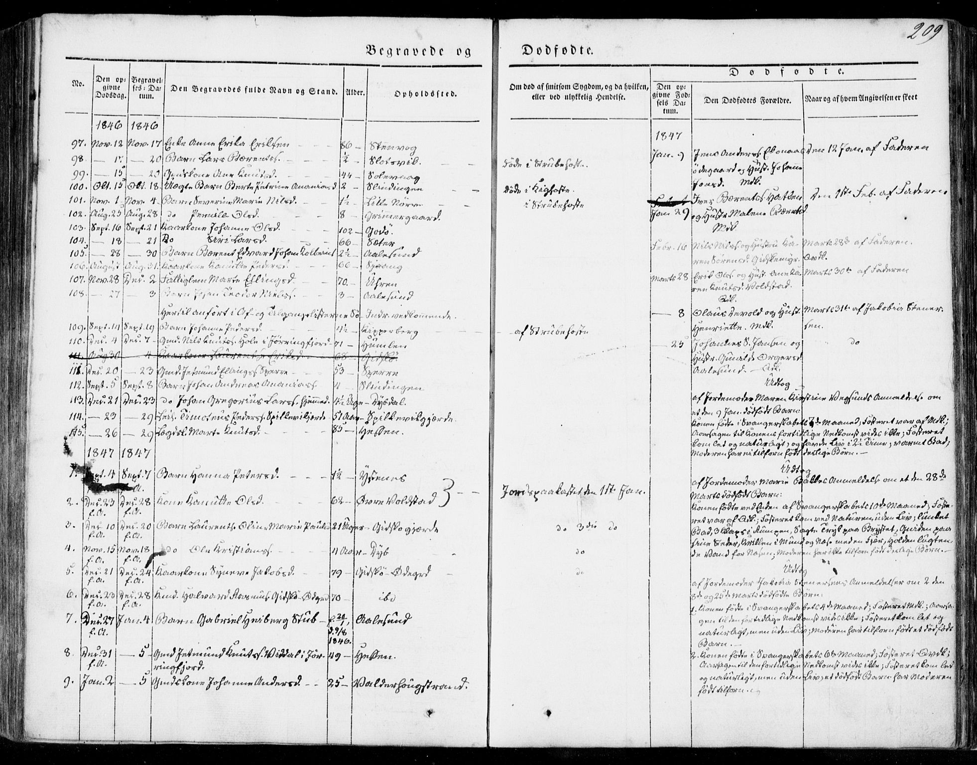 Ministerialprotokoller, klokkerbøker og fødselsregistre - Møre og Romsdal, AV/SAT-A-1454/528/L0396: Ministerialbok nr. 528A07, 1839-1847, s. 209