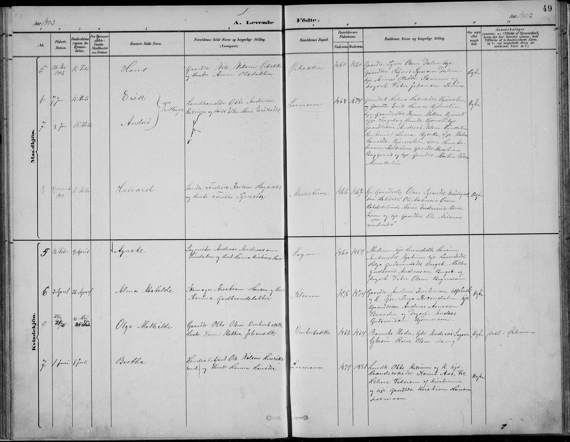 Nordre Land prestekontor, AV/SAH-PREST-124/H/Ha/Hab/L0013: Klokkerbok nr. 13, 1891-1904, s. 49