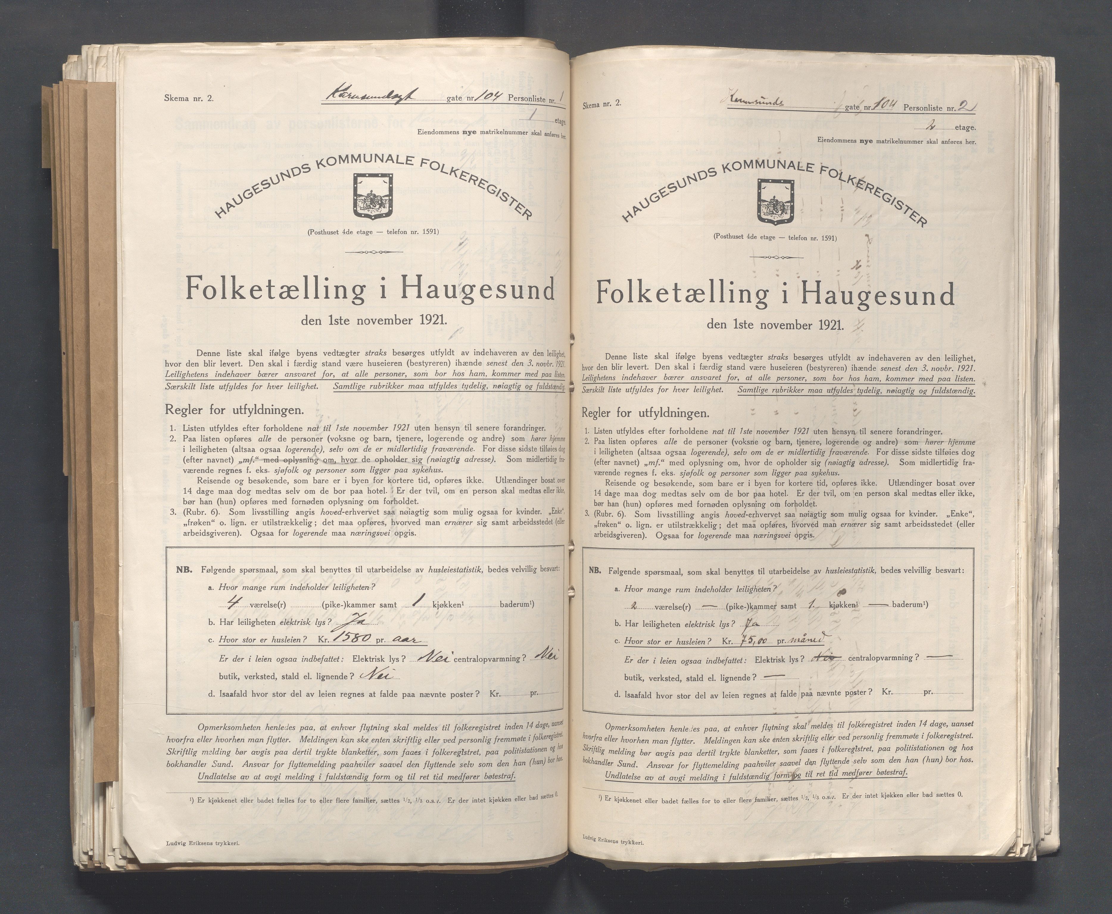 IKAR, Kommunal folketelling 1.11.1921 for Haugesund, 1921, s. 2455