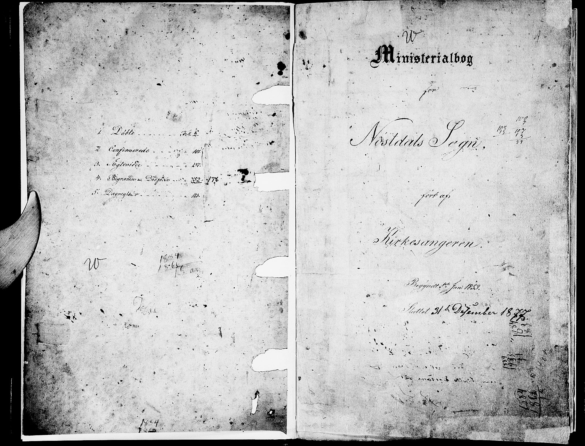 Førde sokneprestembete, SAB/A-79901/H/Hab/Habd/L0001: Klokkerbok nr. D 1, 1852-1877, s. 1