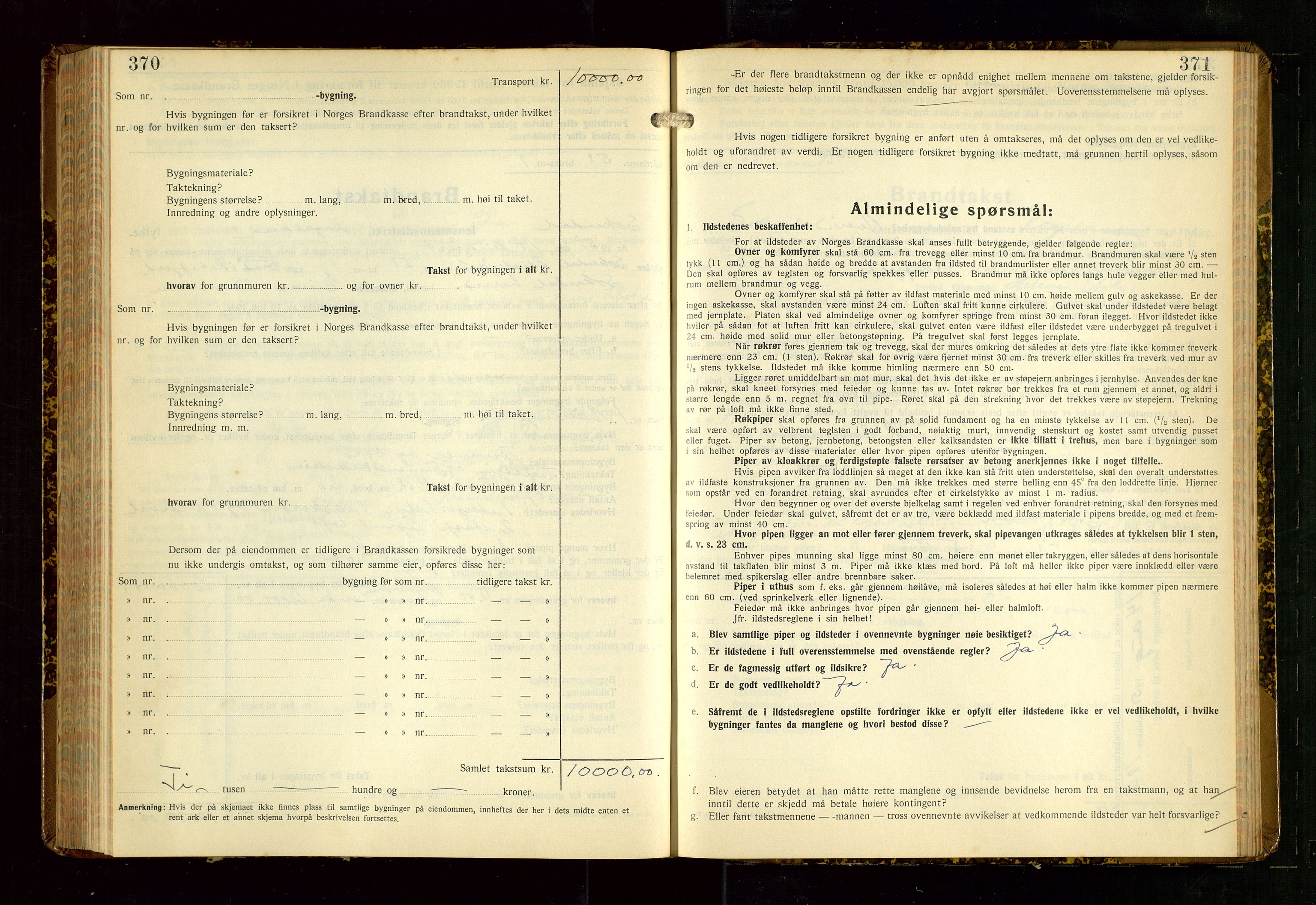 Sokndal lensmannskontor, AV/SAST-A-100417/Gob/L0008: "Brandtakst-Protokoll", 1937-1955, s. 370-371