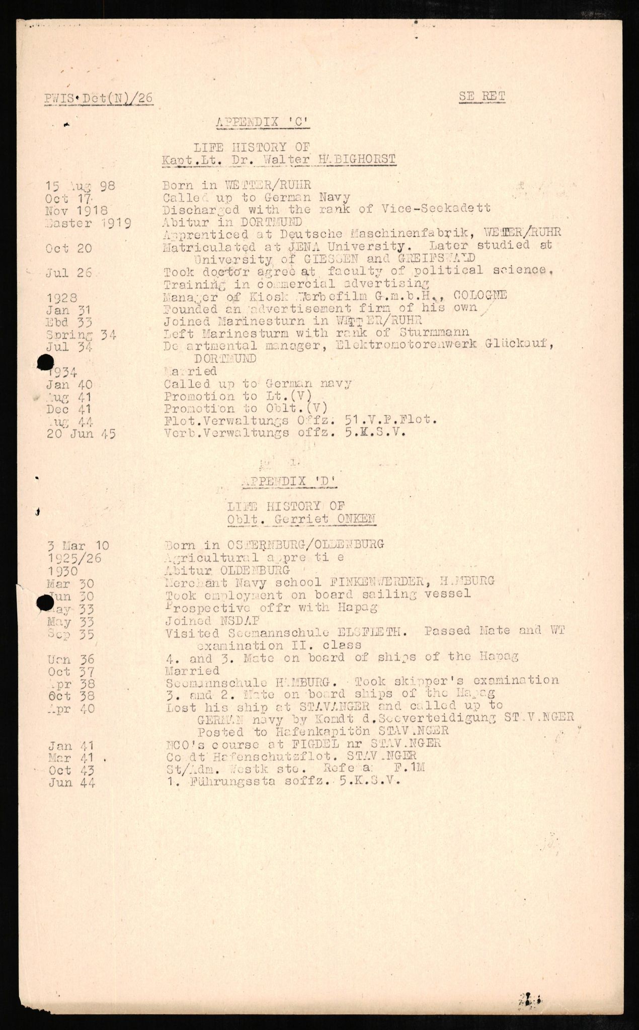 Forsvaret, Forsvarets overkommando II, AV/RA-RAFA-3915/D/Db/L0006: CI Questionaires. Tyske okkupasjonsstyrker i Norge. Tyskere., 1945-1946, s. 55