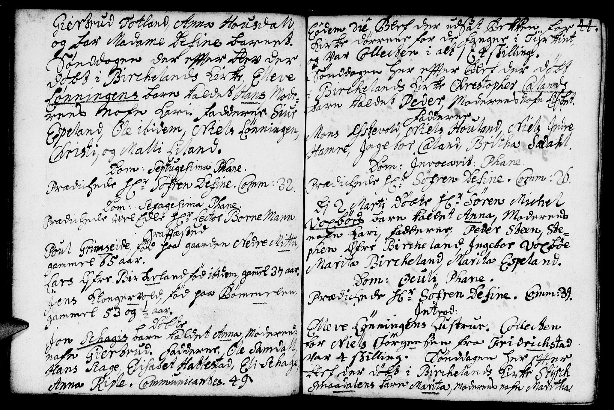 Fana Sokneprestembete, AV/SAB-A-75101/H/Haa/Haaa/L0002: Ministerialbok nr. A 2, 1719-1735, s. 44