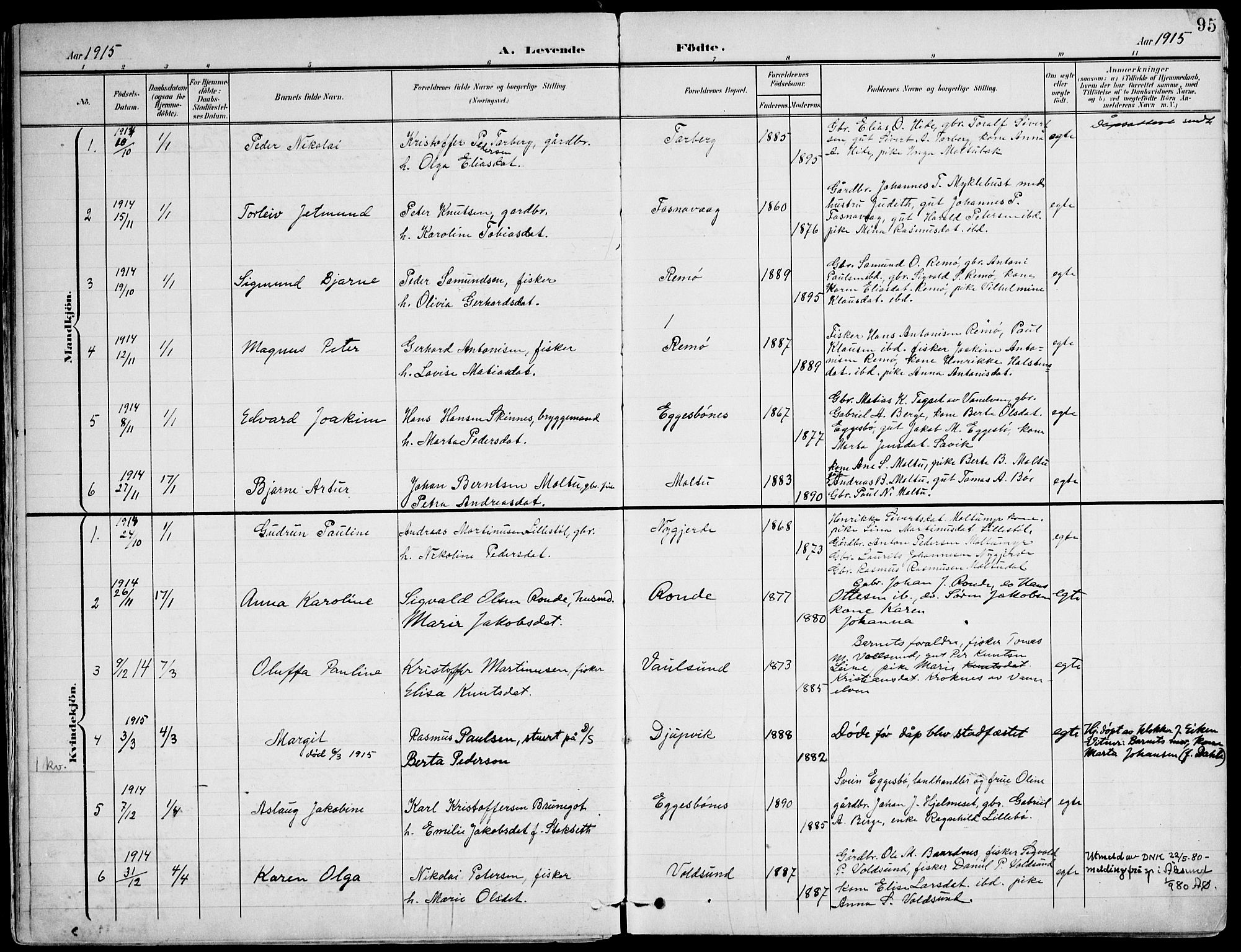 Ministerialprotokoller, klokkerbøker og fødselsregistre - Møre og Romsdal, SAT/A-1454/507/L0075: Ministerialbok nr. 507A10, 1901-1920, s. 95