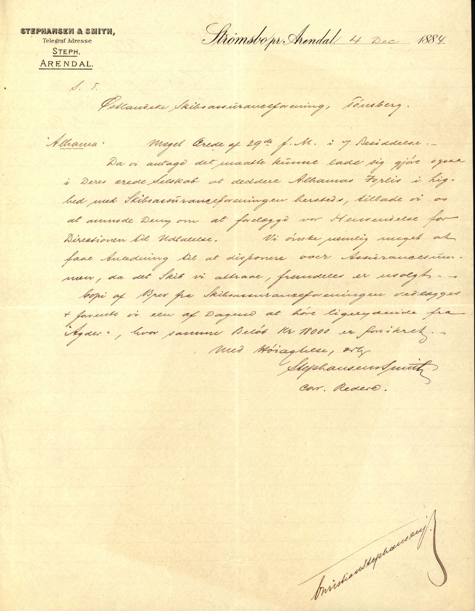 Pa 63 - Østlandske skibsassuranceforening, VEMU/A-1079/G/Ga/L0017/0001: Havaridokumenter / Triton, Albama, Alfen, 1884, s. 54