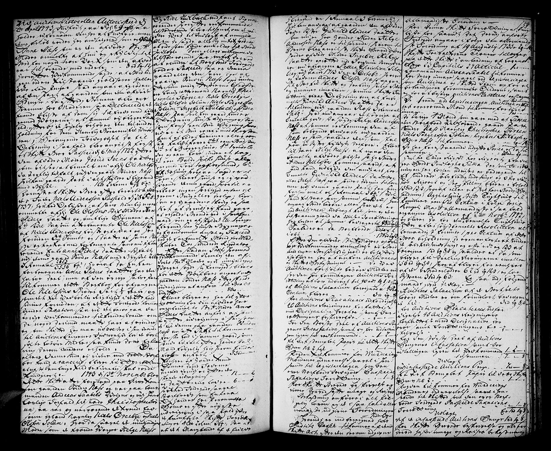 Eiker, Modum og Sigdal sorenskriveri, SAKO/A-123/H/Hb/Hba/L0009a: Skifteprotokoll, 1743-1745, s. 153b-154a