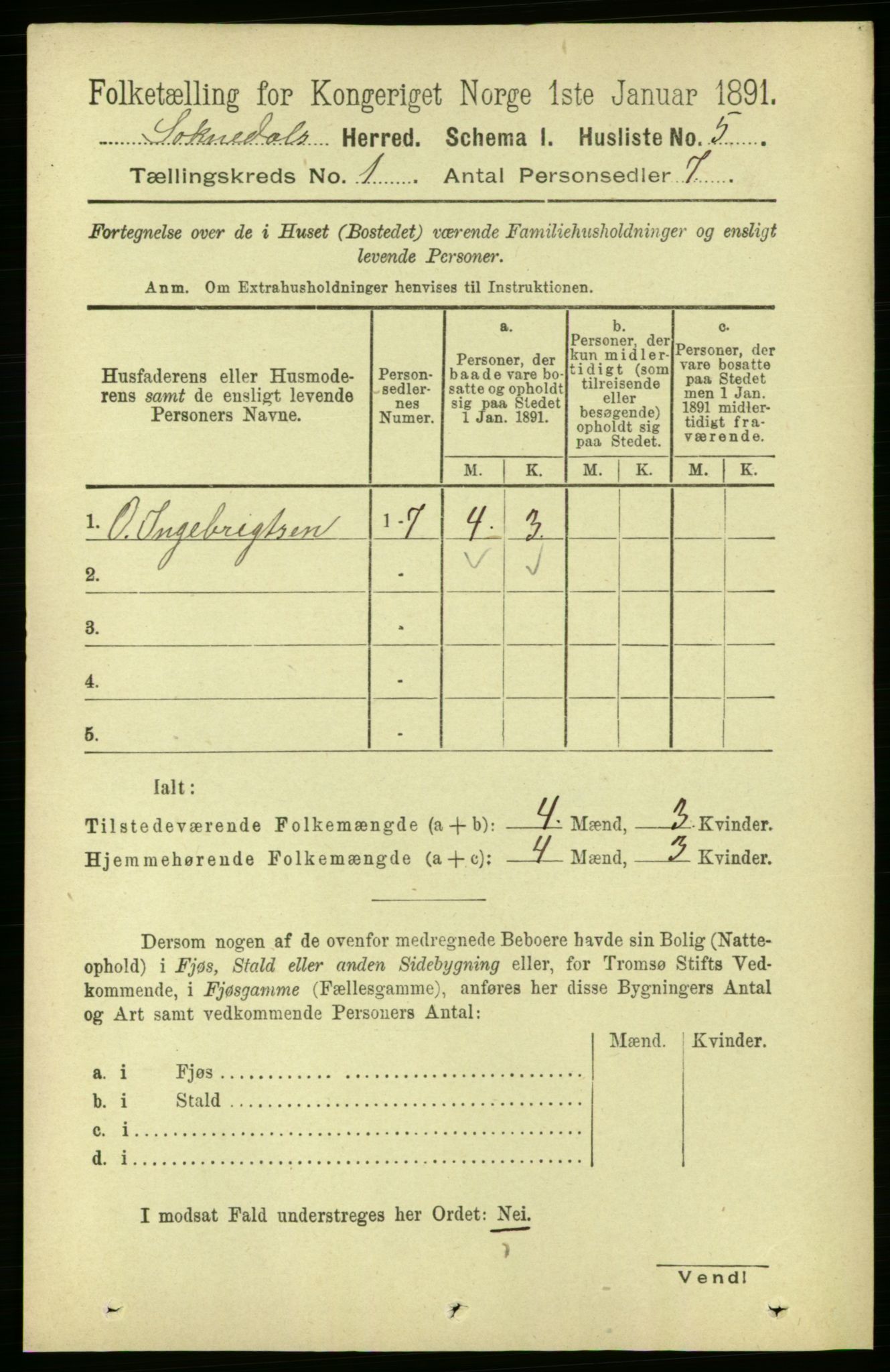 RA, Folketelling 1891 for 1649 Soknedal herred, 1891, s. 21