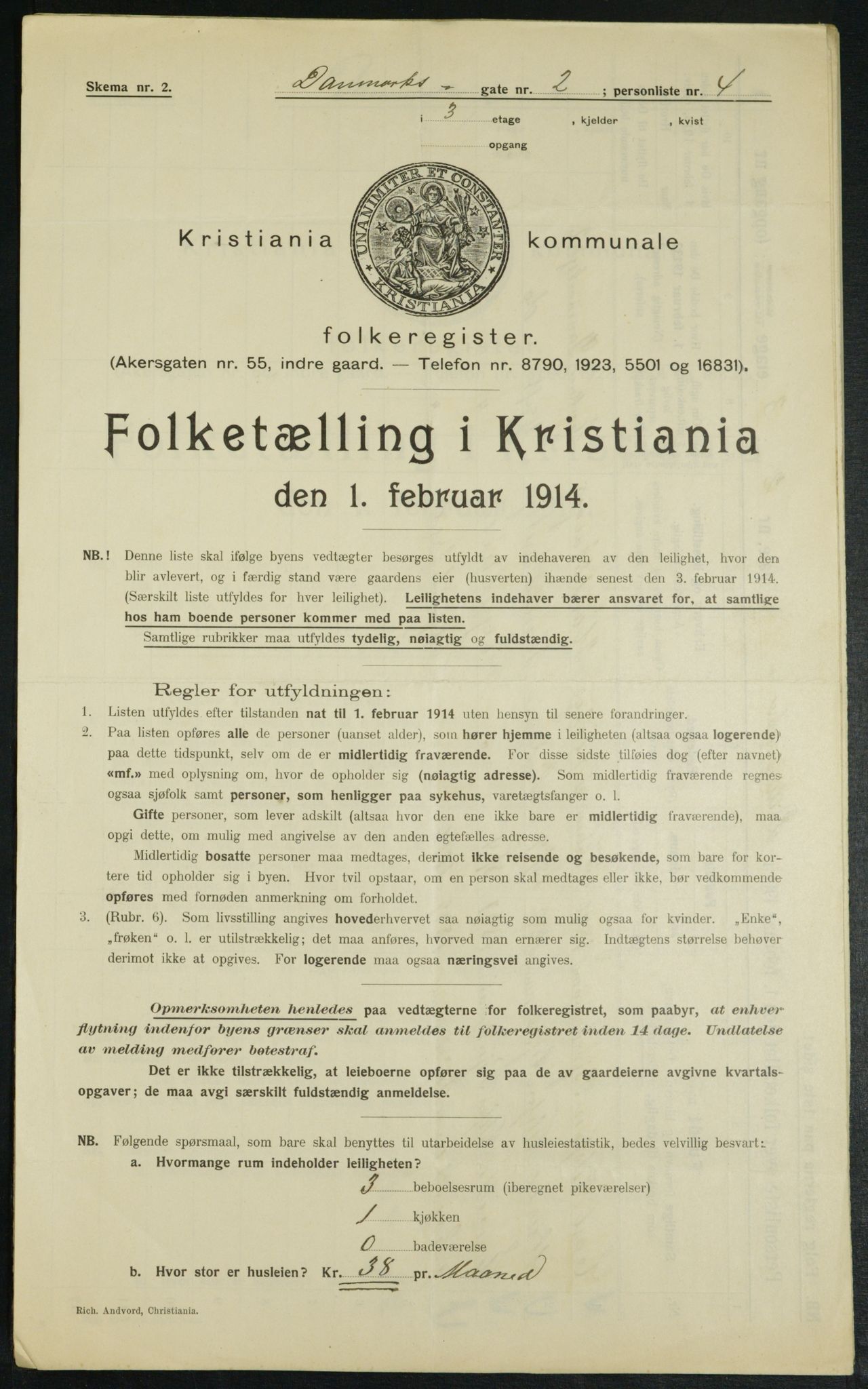 OBA, Kommunal folketelling 1.2.1914 for Kristiania, 1914, s. 14714