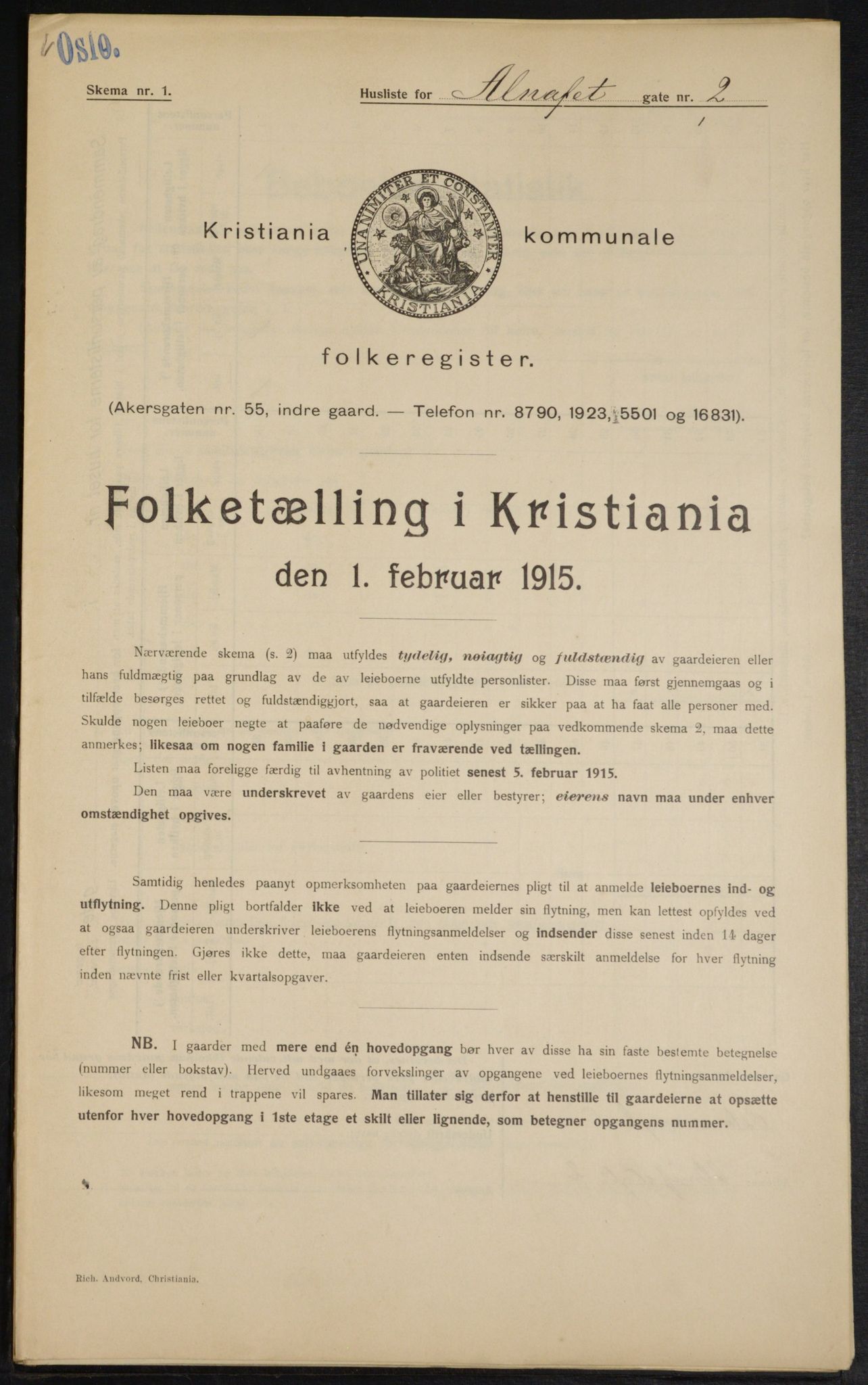 OBA, Kommunal folketelling 1.2.1915 for Kristiania, 1915, s. 992