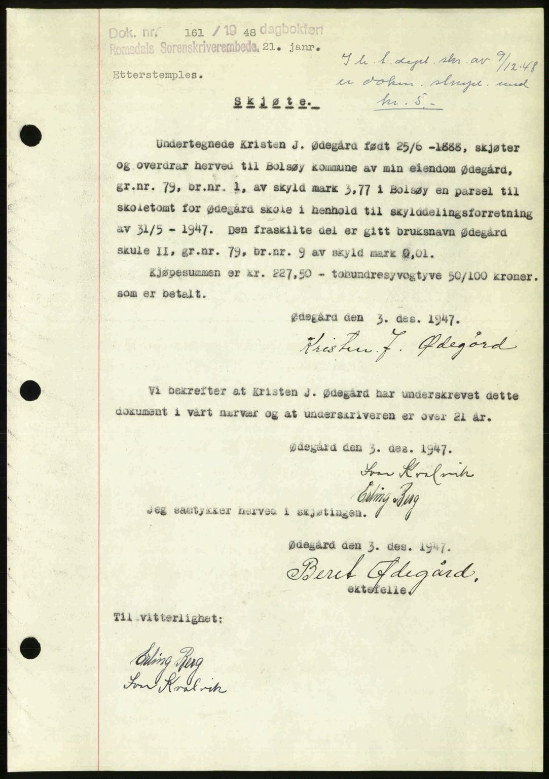 Romsdal sorenskriveri, SAT/A-4149/1/2/2C: Pantebok nr. A25, 1948-1948, Dagboknr: 161/1948