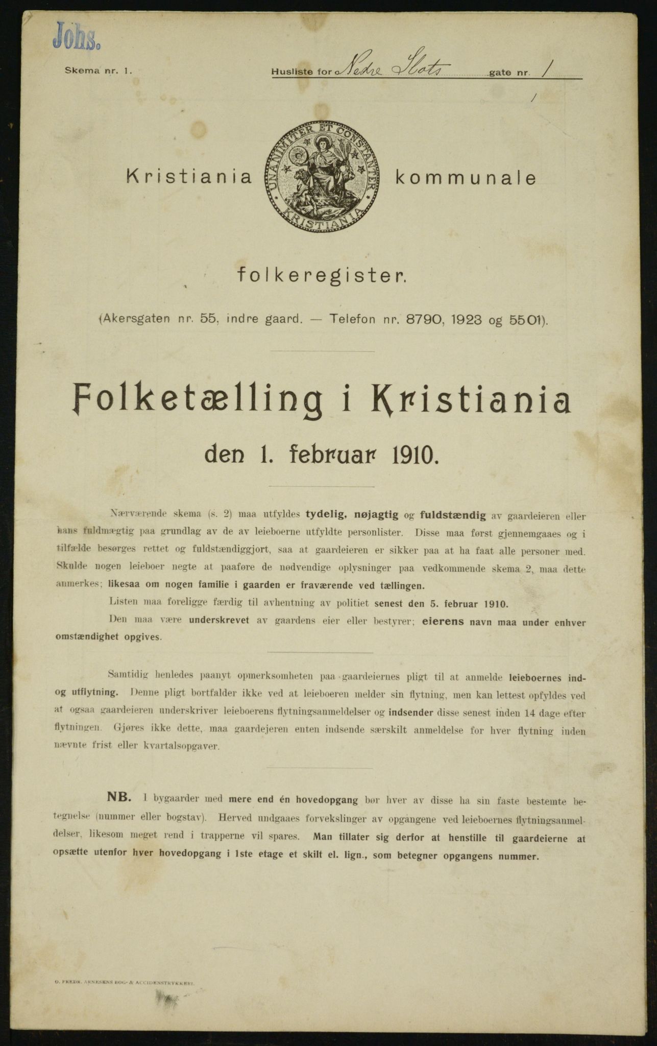 OBA, Kommunal folketelling 1.2.1910 for Kristiania, 1910, s. 67100