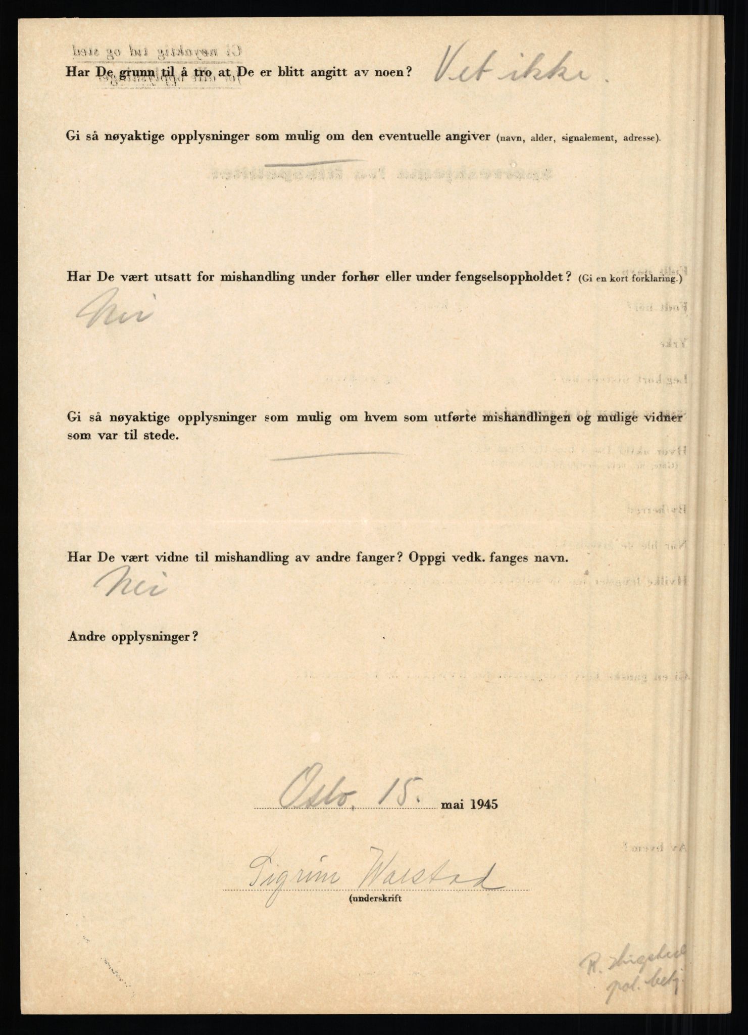 Rikspolitisjefen, AV/RA-S-1560/L/L0017: Tidemann, Hermann G. - Veum, Tjostolv, 1940-1945, s. 871