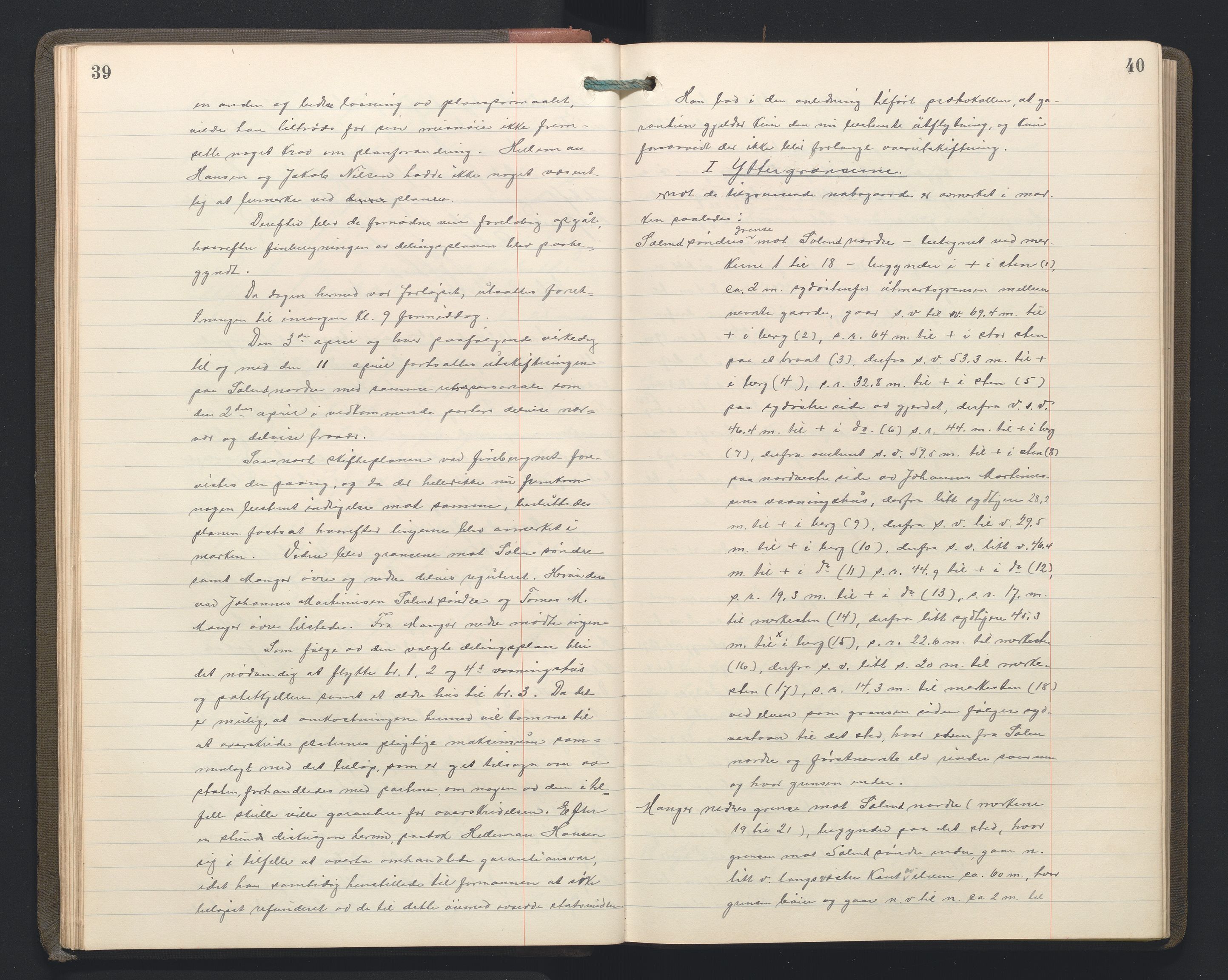 Hordaland jordskiftedøme - II Ytre Nordhordland jordskiftedistrikt, AV/SAB-A-6901/A/Aa/L0034: Forhandlingsprotokoll, 1923-1925, s. 39-40