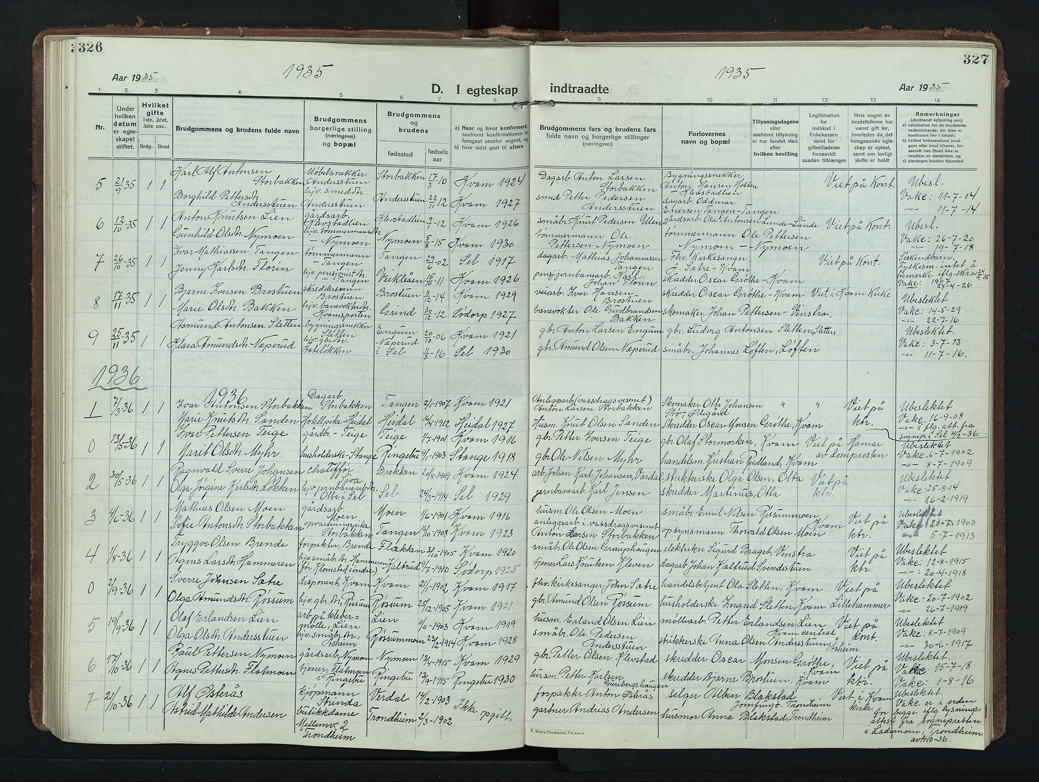Nord-Fron prestekontor, AV/SAH-PREST-080/H/Ha/Hab/L0008: Klokkerbok nr. 8, 1915-1948, s. 326-327