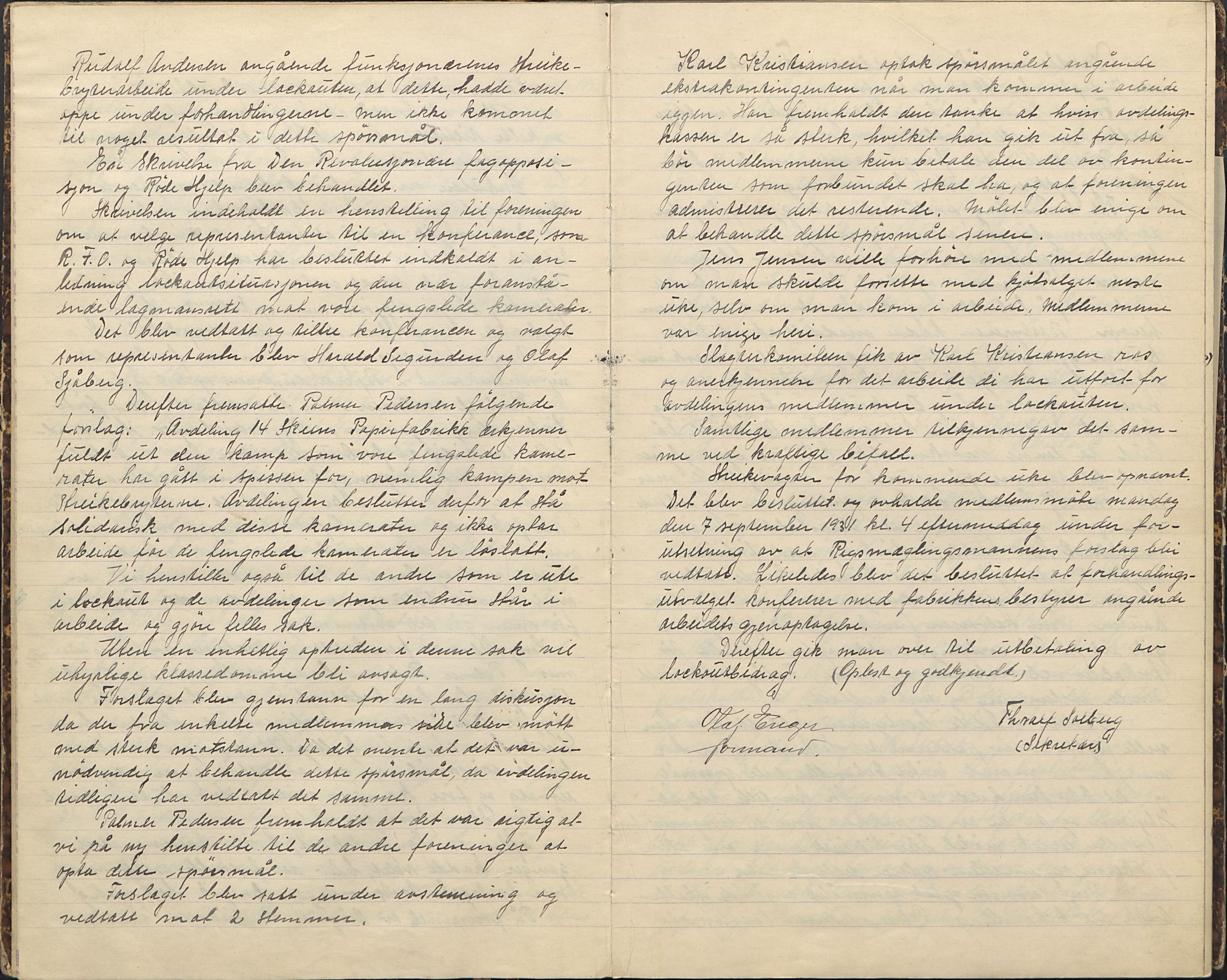 Avdeling 14 av Norsk papirindustriarbeiderforbund, Skien papirfabrikk, AAT/AAT-806075/A/L0004: Møtebok for Norsk Papirindustriarbeiderforbunds avdeling 14, 1931-1938