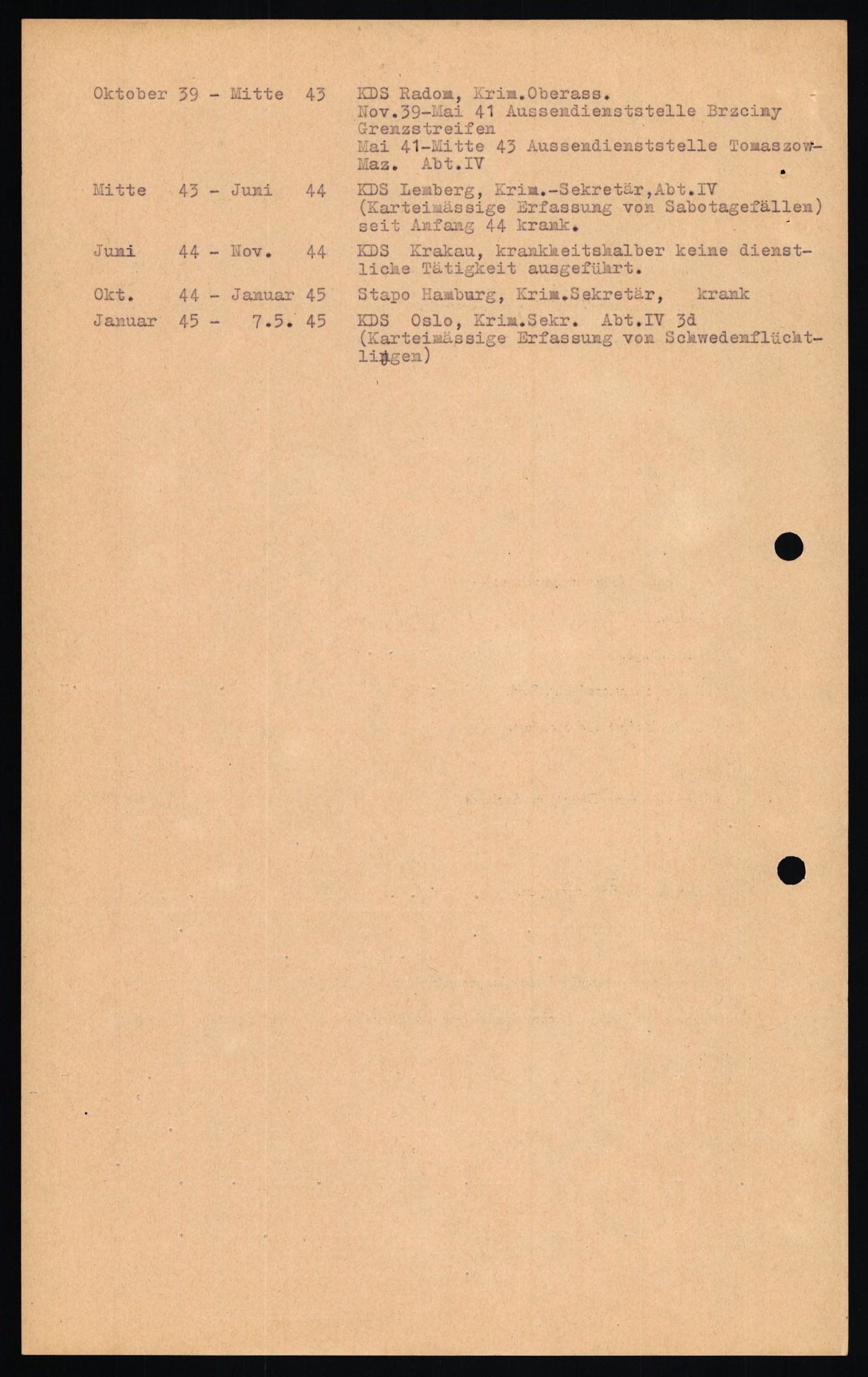 Forsvaret, Forsvarets overkommando II, RA/RAFA-3915/D/Db/L0029: CI Questionaires. Tyske okkupasjonsstyrker i Norge. Tyskere., 1945-1946, s. 371