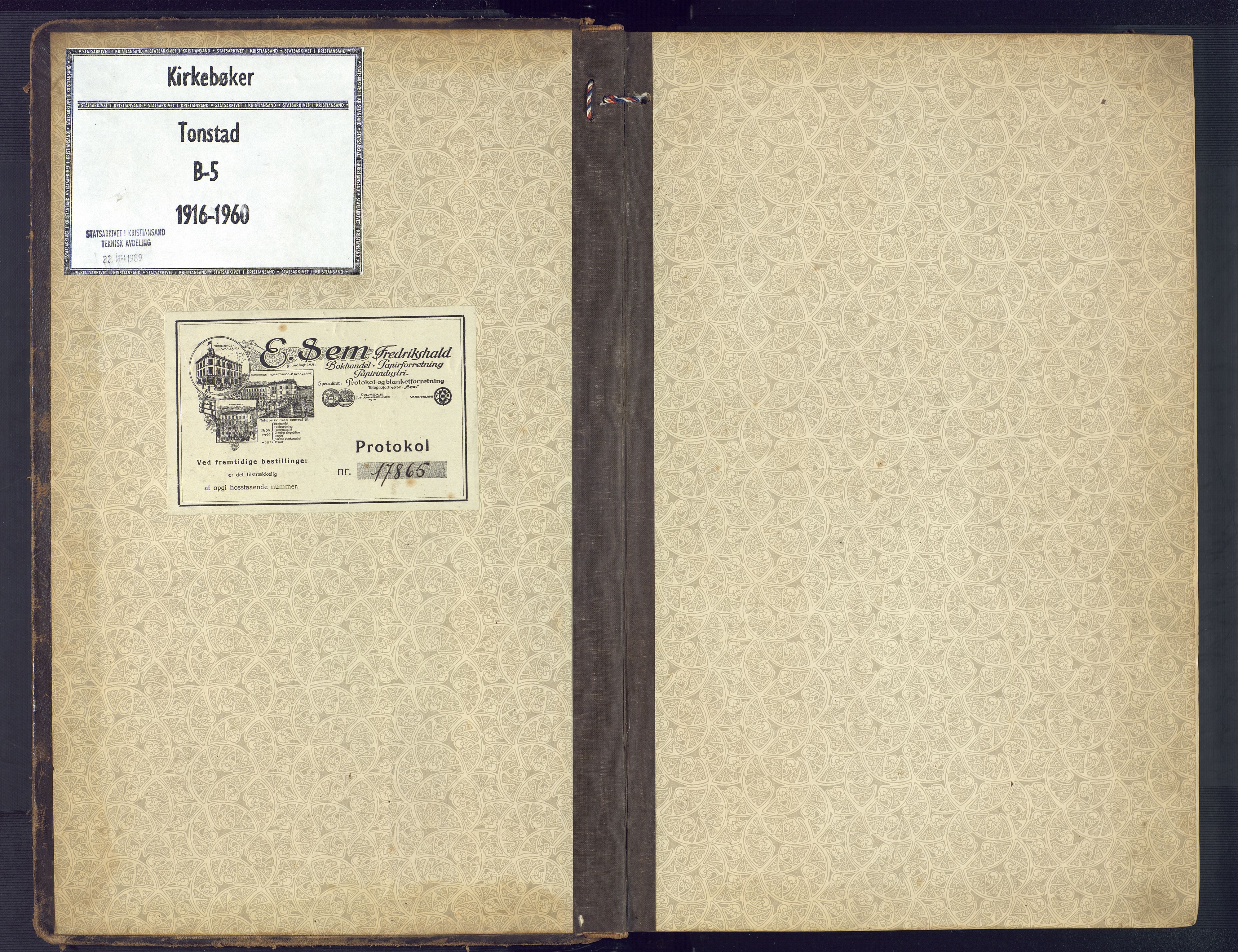 Sirdal sokneprestkontor, SAK/1111-0036/F/Fb/Fbb/L0005: Klokkerbok nr. B 5, 1916-1960