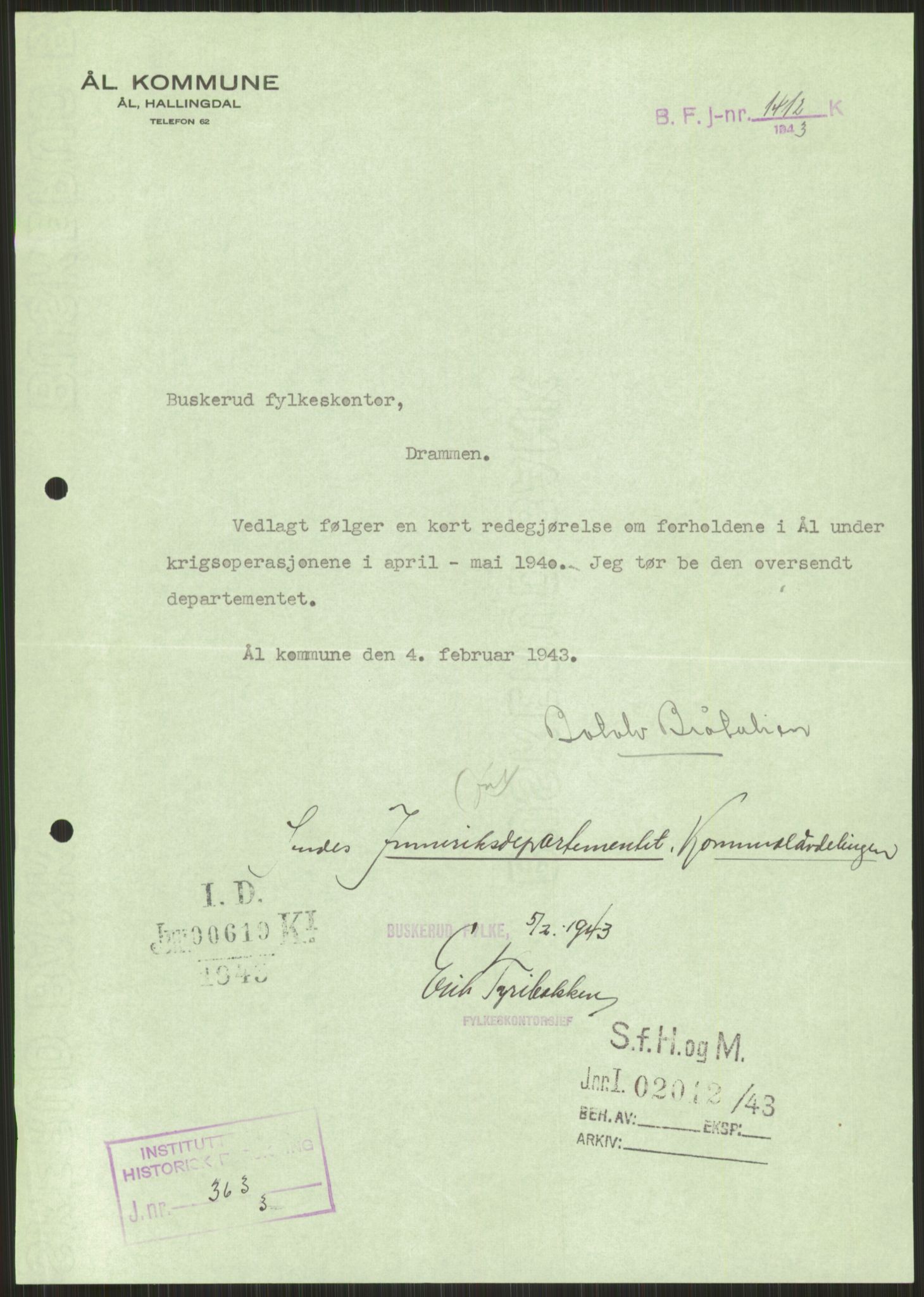 Forsvaret, Forsvarets krigshistoriske avdeling, AV/RA-RAFA-2017/Y/Ya/L0014: II-C-11-31 - Fylkesmenn.  Rapporter om krigsbegivenhetene 1940., 1940, s. 501