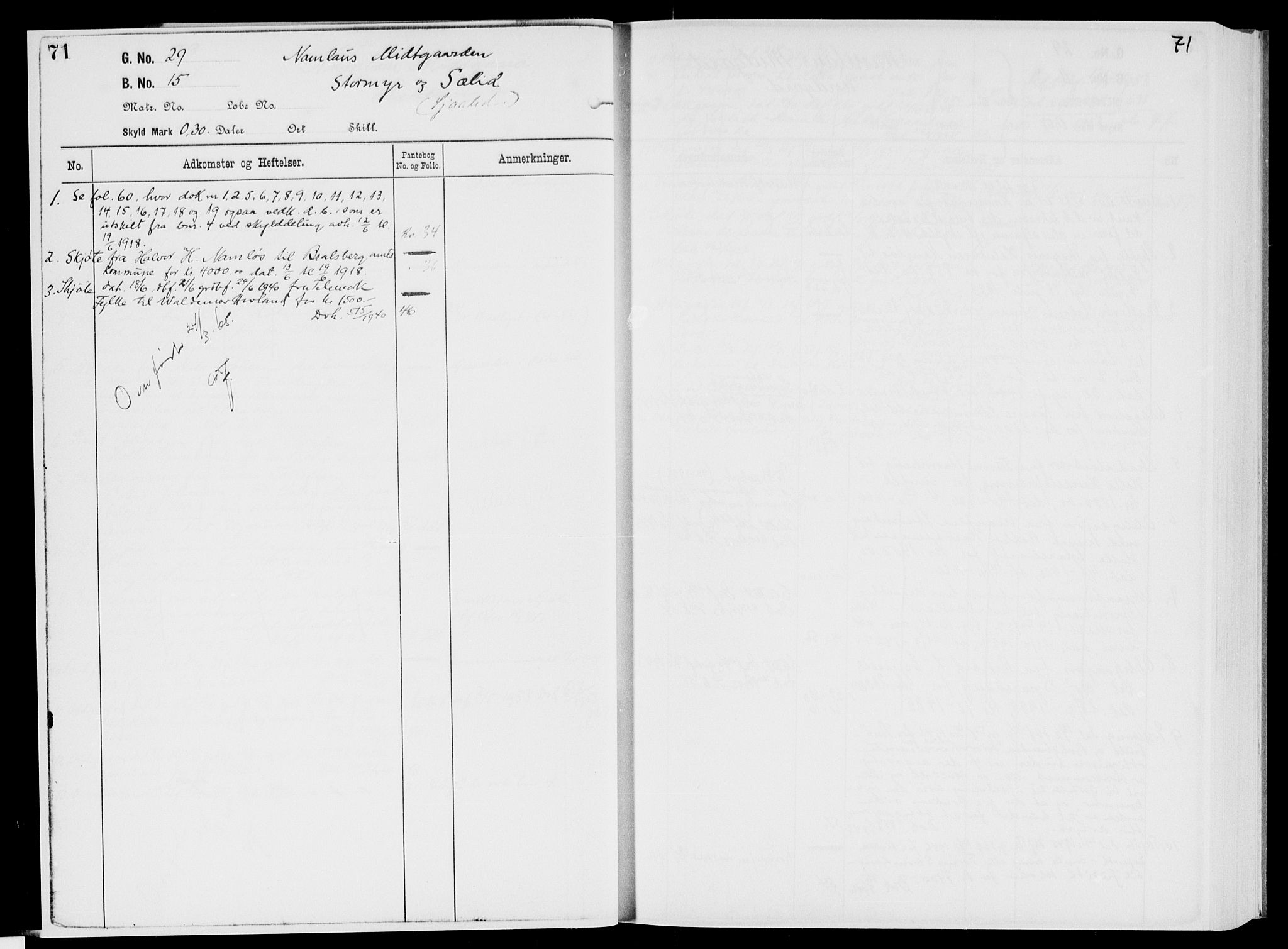 Nedre Telemark sorenskriveri, AV/SAKO-A-135/G/Gb/Gbg/L0002: Panteregister nr. VII 2, s. 71